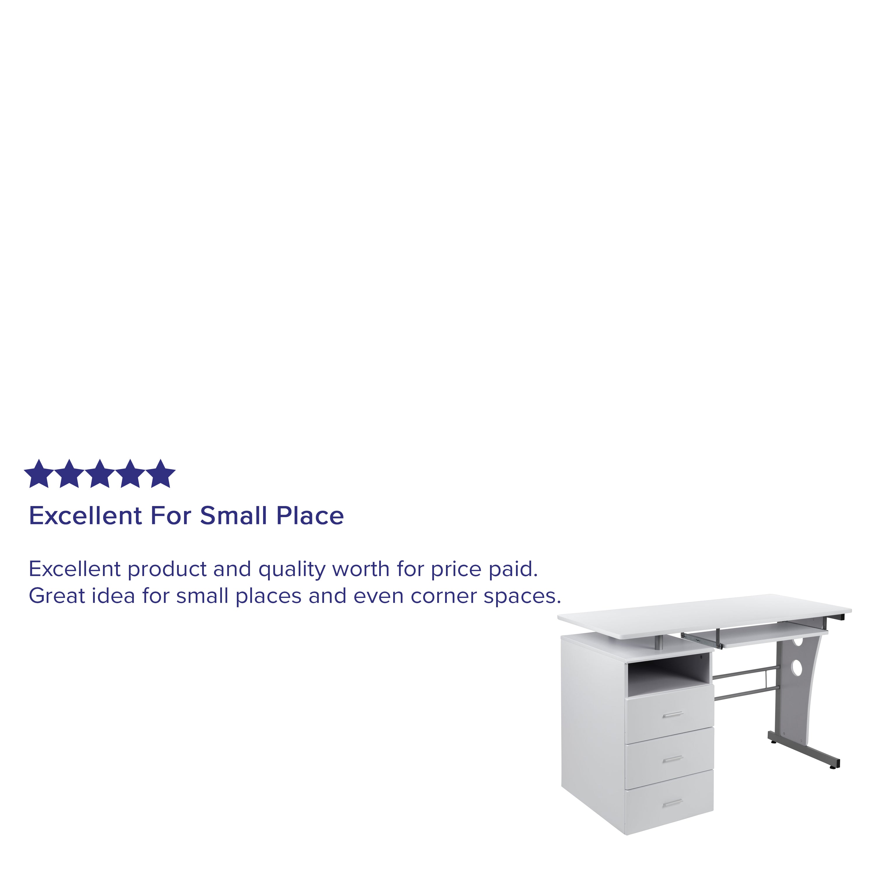 Computer Desk with Three Drawer Single Pedestal and Pull-Out Keyboard Tray