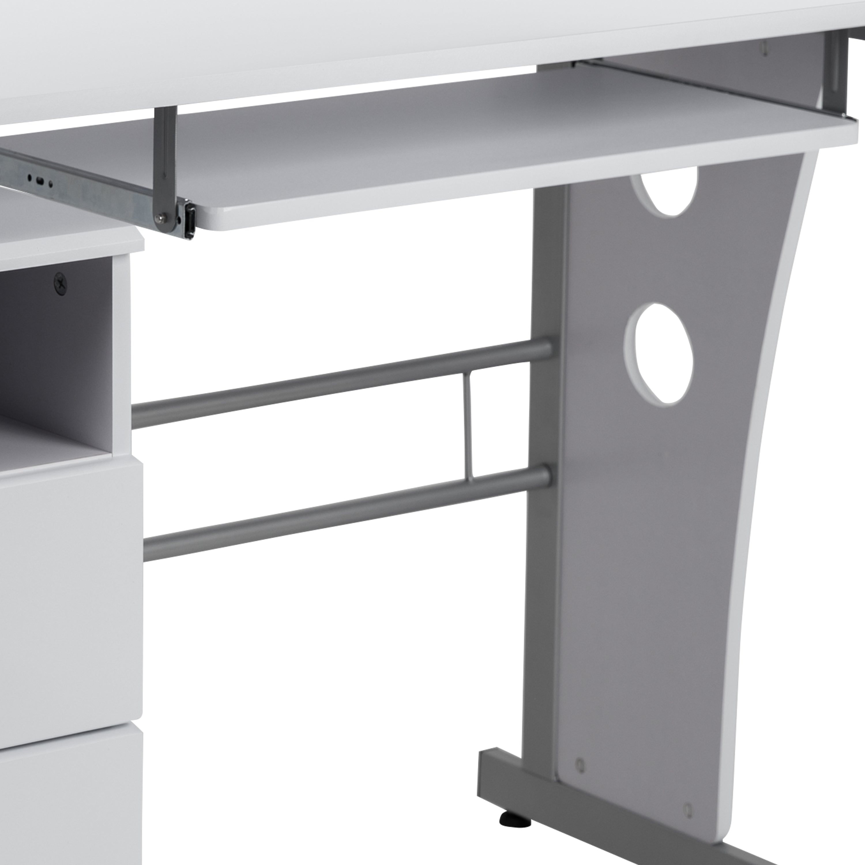 Computer Desk with Three Drawer Single Pedestal and Pull-Out Keyboard Tray