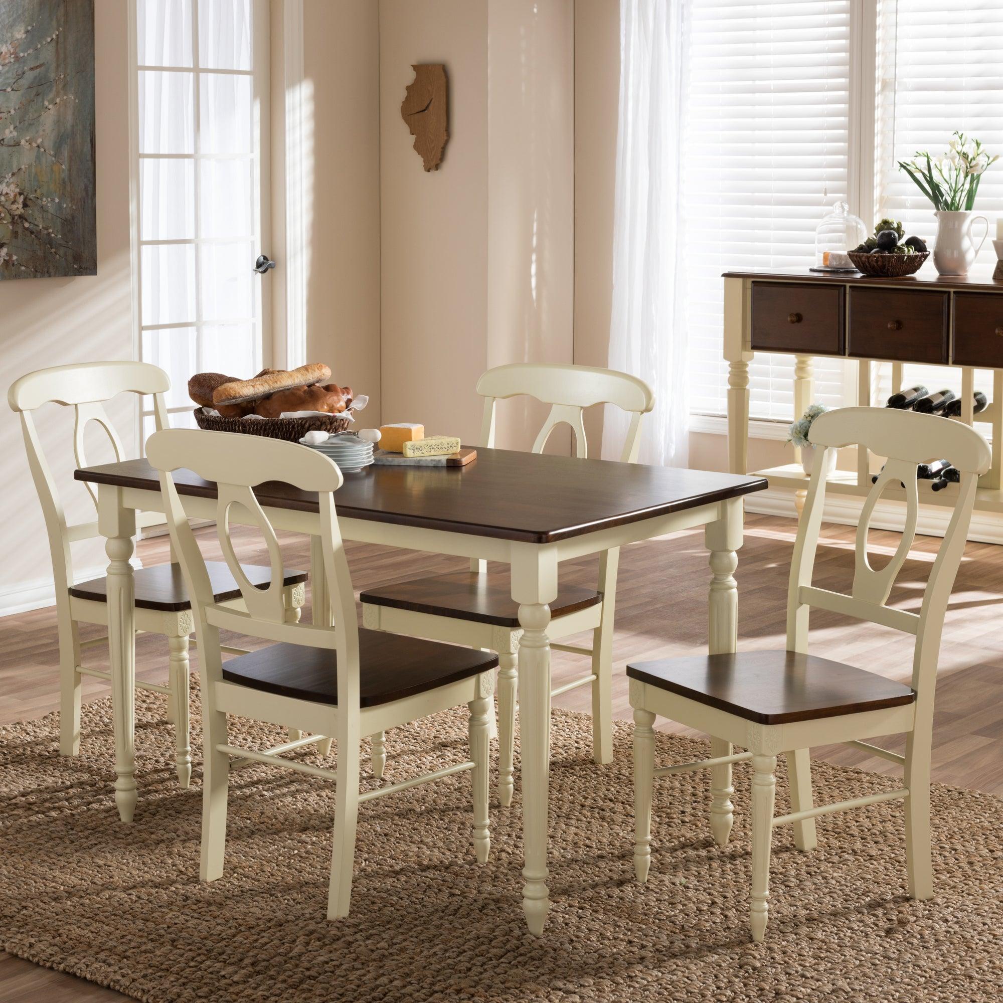 Napoleon French Country Cottage Buttermilk and "Cherry" Finishing Wood 5-Piece Dining Set