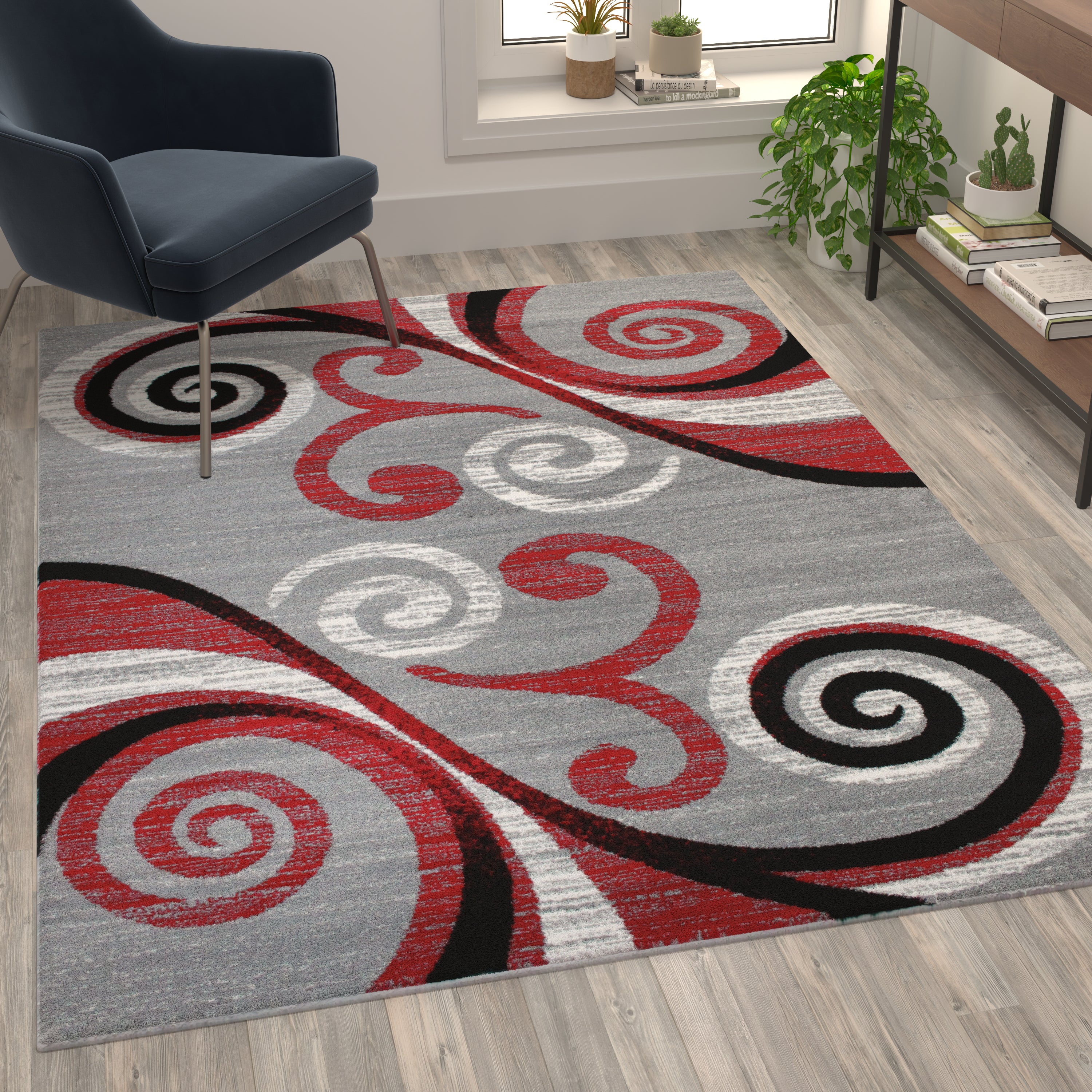 Valli Collection Modern Abstract Pattern Area Rug - Olefin Rug with Jute Backing for Hallway, Entryway, Bedroom, Living Room-Area Rug-Flash Furniture-Wall2Wall Furnishings