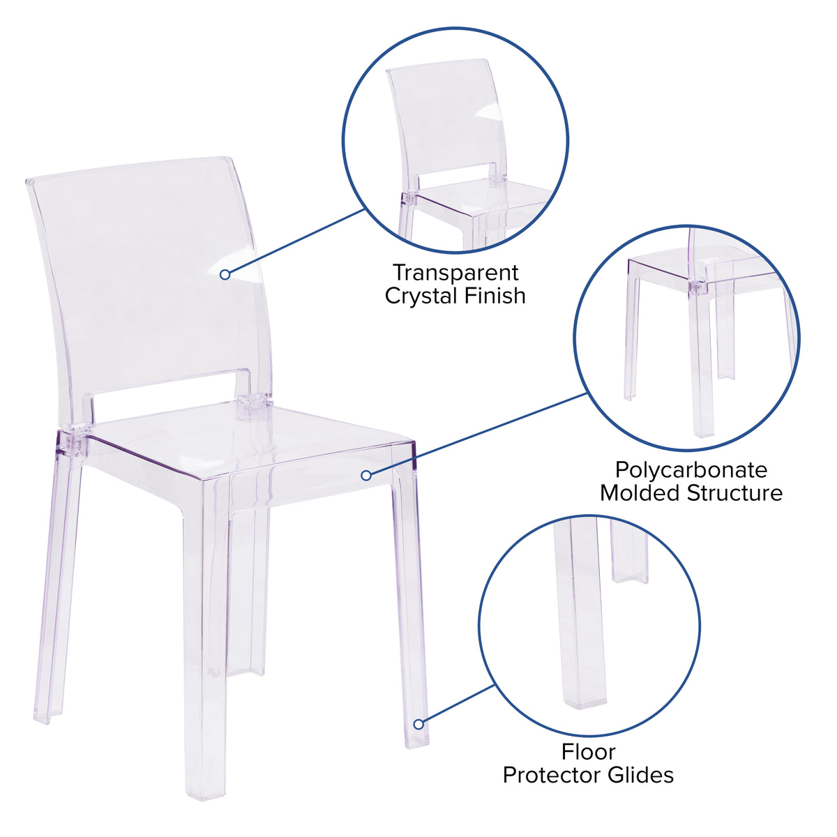 Ghost Chair with Square Back