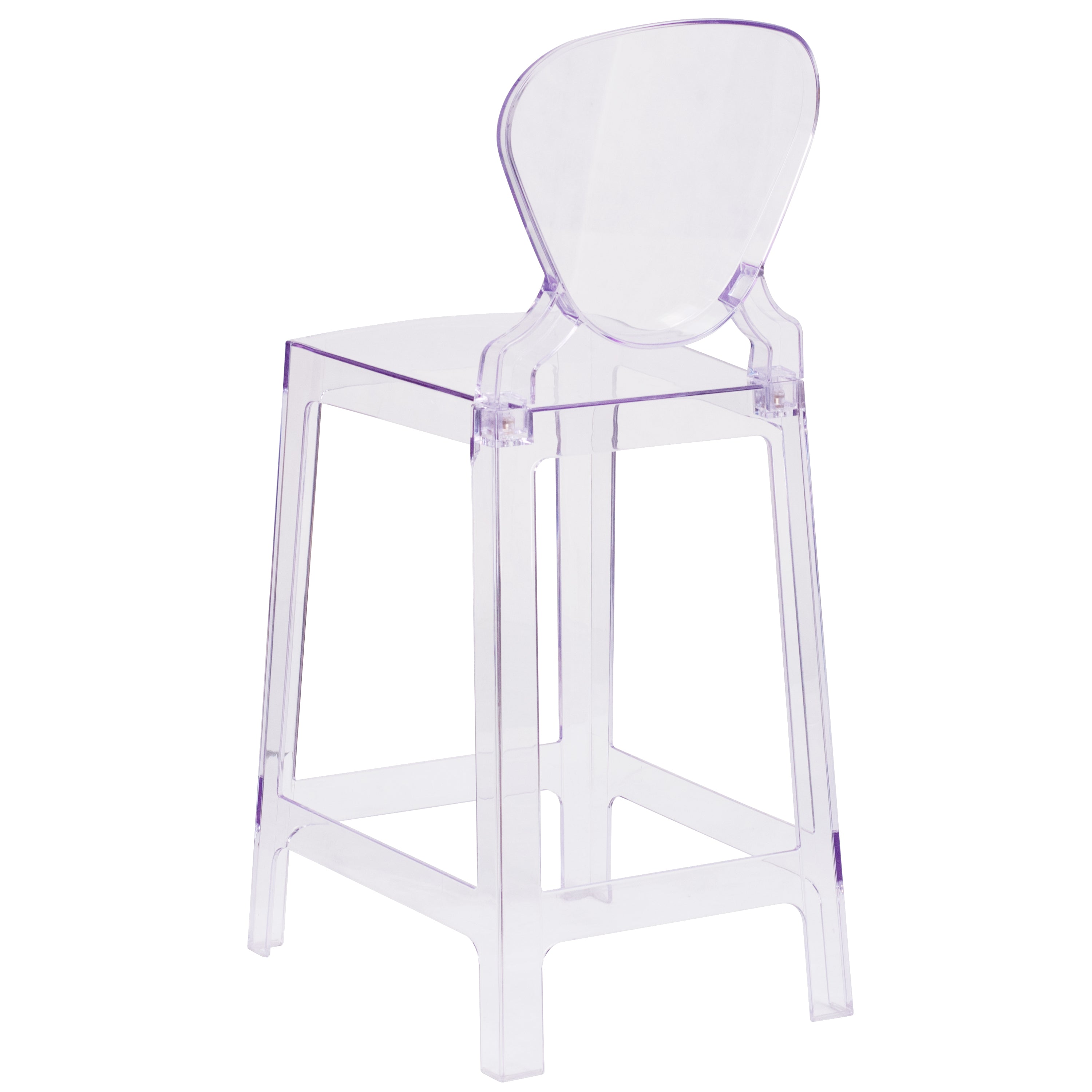 Ghost Counter Stool in Transparent Crystal with Tear Back