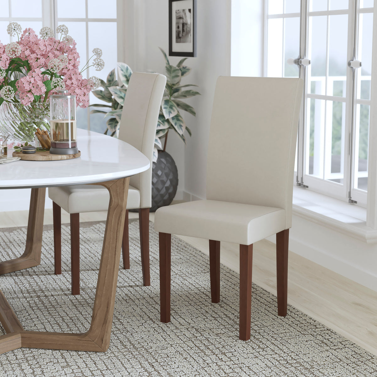 Greenwich Series Upholstered Panel Back Mid-Century Parsons Dining Chairs