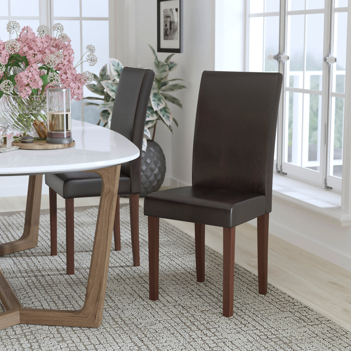 Greenwich Series Upholstered Panel Back Mid-Century Parsons Dining Chairs