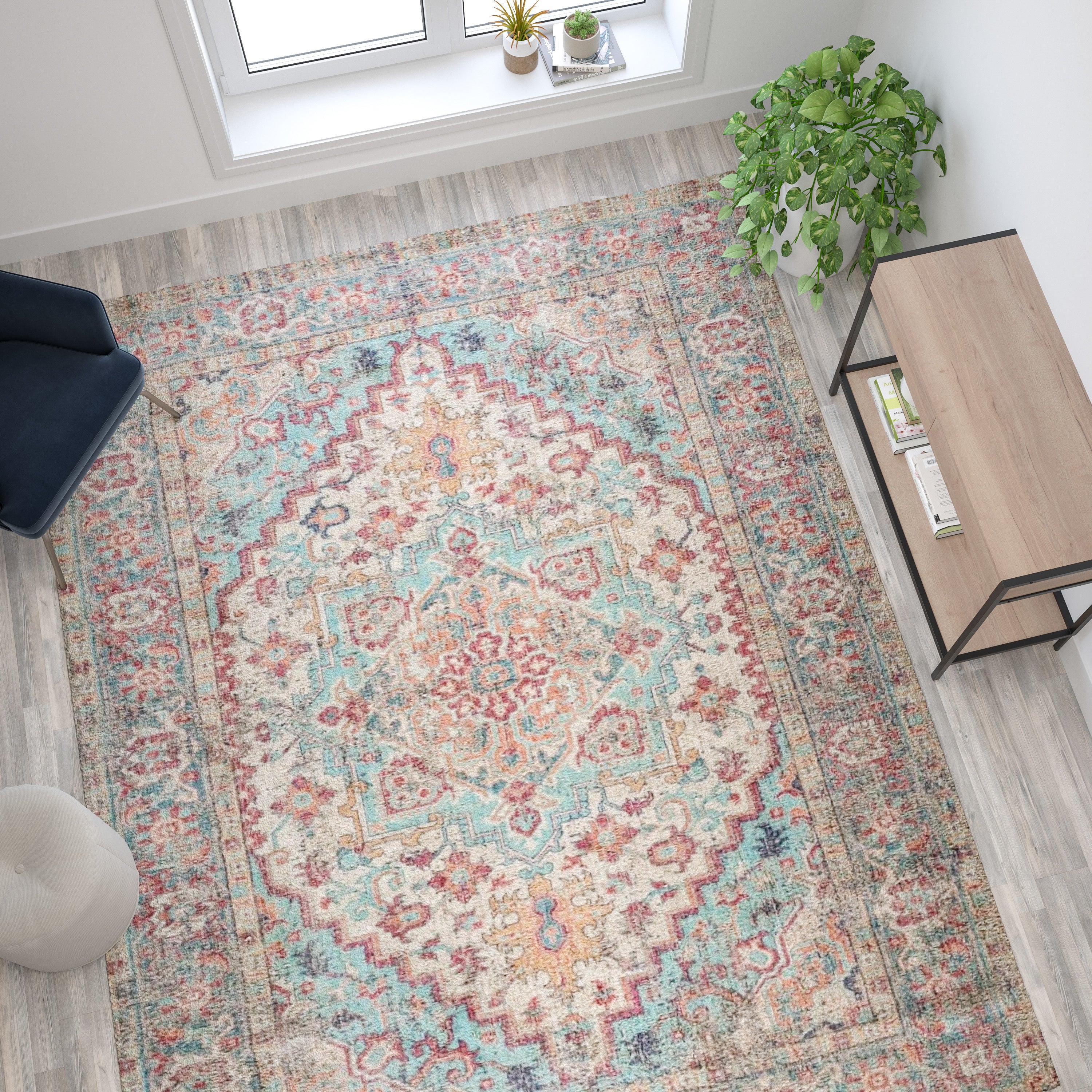 Distressed Vintage Medallion Area Rug