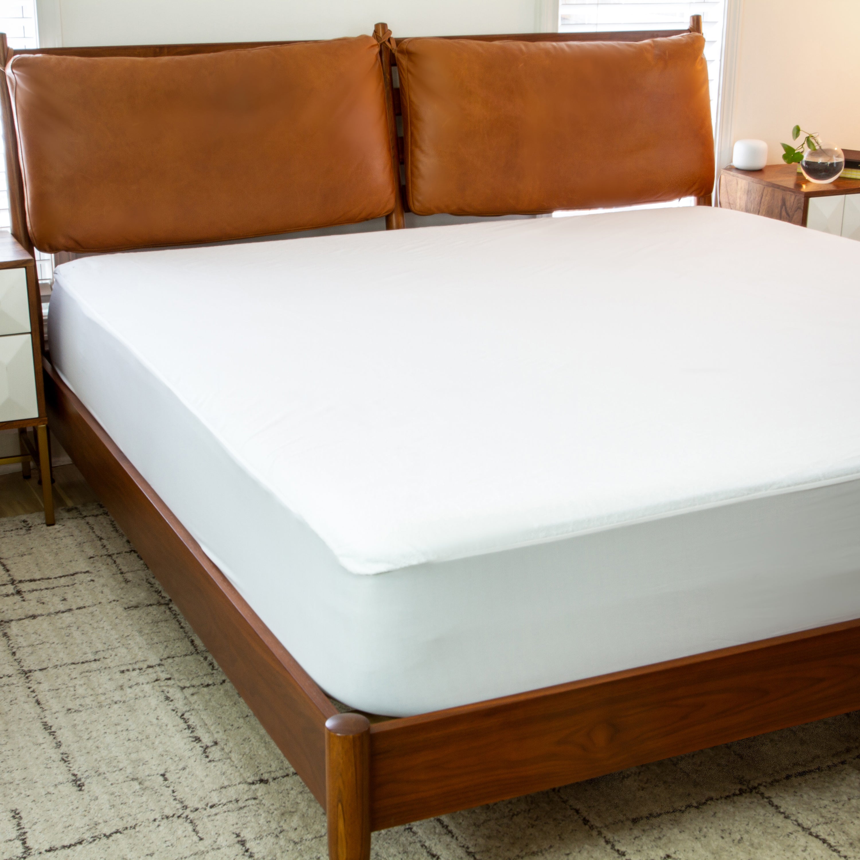 Capri Comfortable Sleep Premium Fitted 100% Waterproof-Hypoallergenic Vinyl Free Mattress Protector - Breathable Smooth Fabric Surface