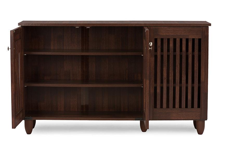 Fernanda Modern and Contemporary 3-Door Wooden Entryway Shoes Storage Wide Cabinet