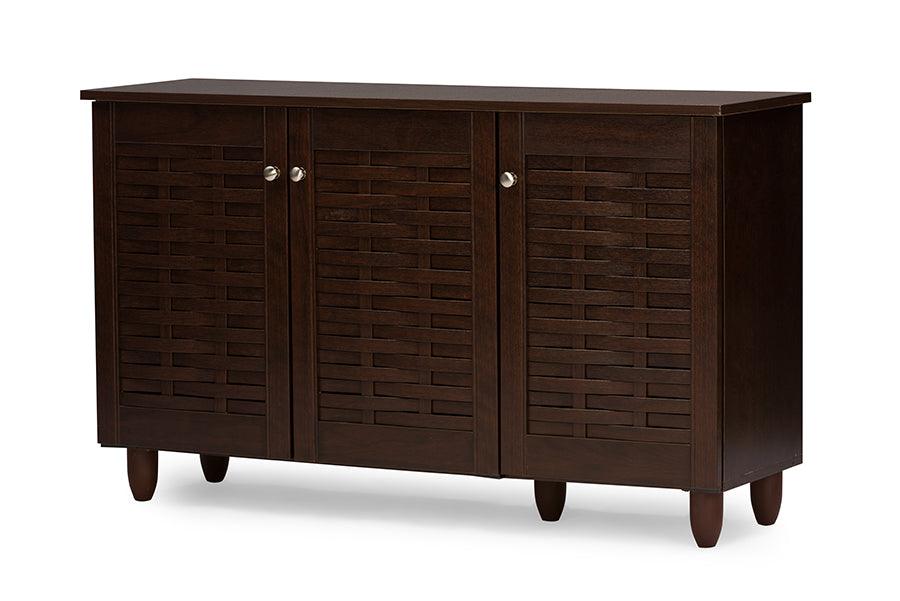 Winda Modern and Contemporary 3-Door Wooden Entryway Shoes Storage Cabinet