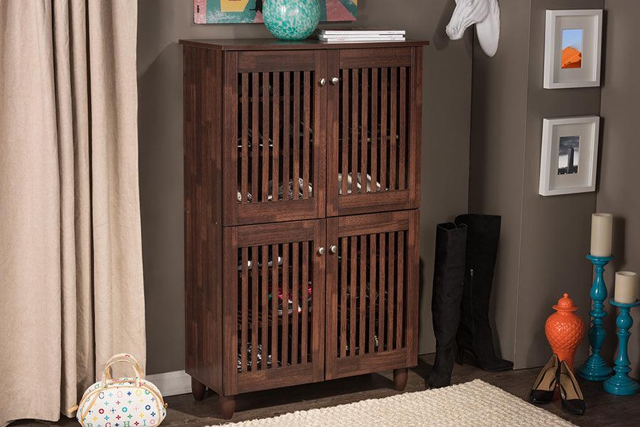 Fernanda Modern and Contemporary 4-Door Wooden Entryway Shoes Storage Tall Cabinet