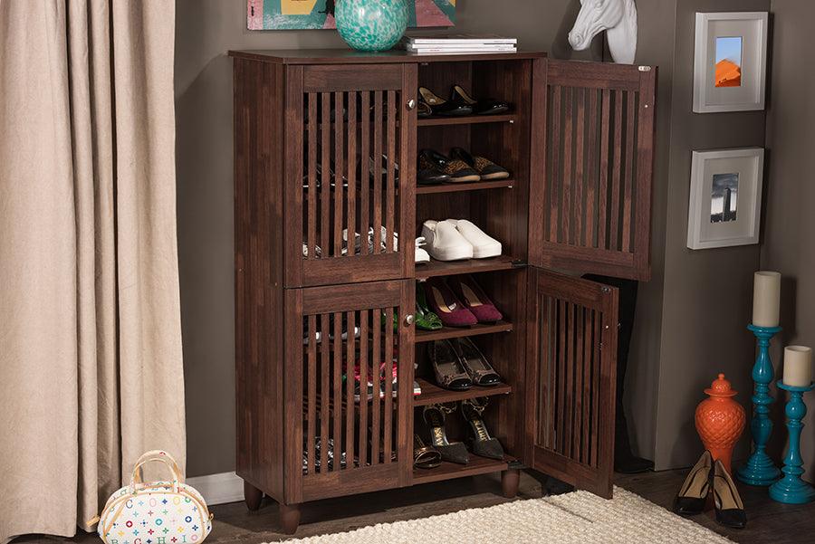 Fernanda Modern and Contemporary 4-Door Wooden Entryway Shoes Storage Tall Cabinet