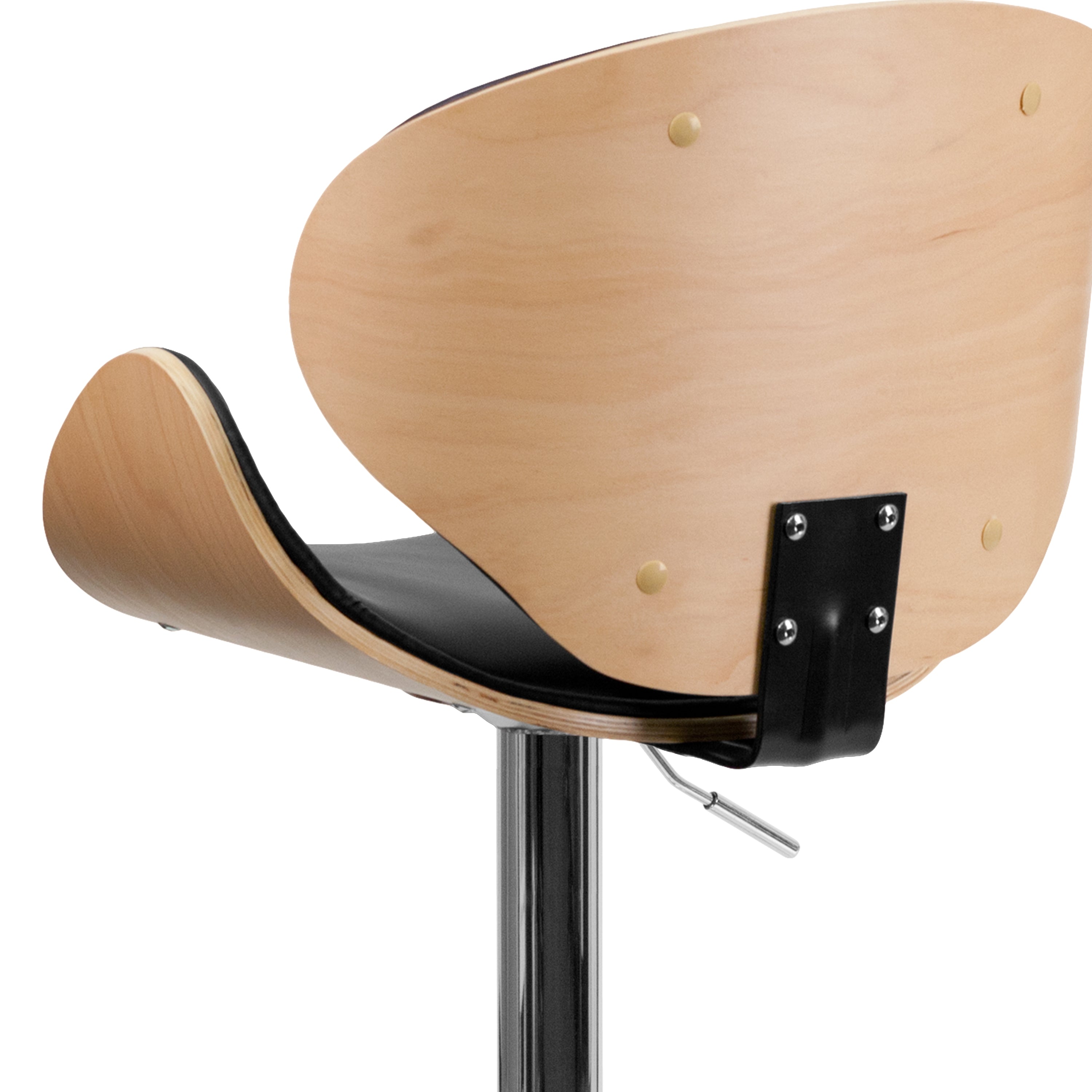 Bentwood Adjustable Height Barstool with Curved Vinyl Seat and Back