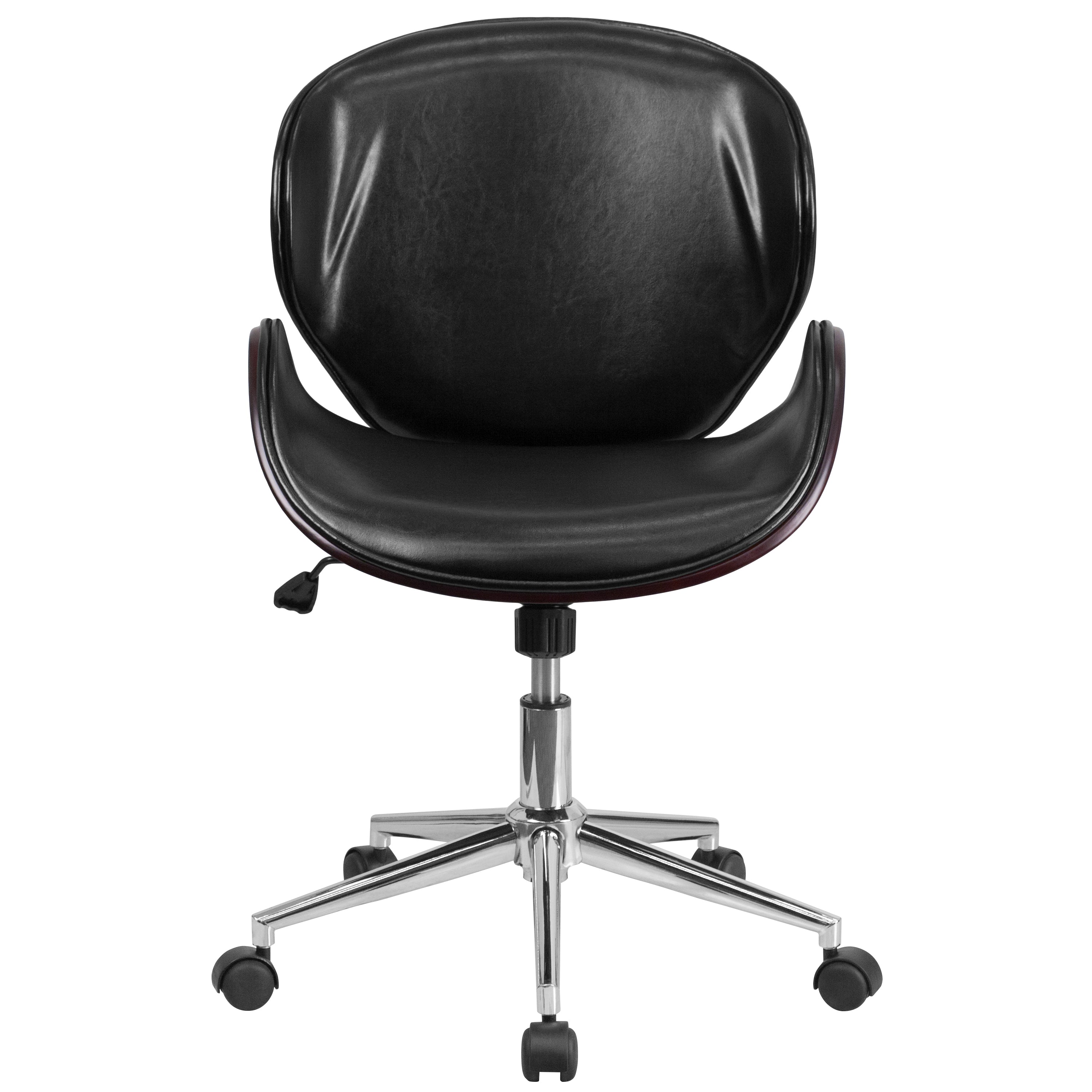 Mid-Back Wood Conference Office Chair with LeatherSoft Seat
