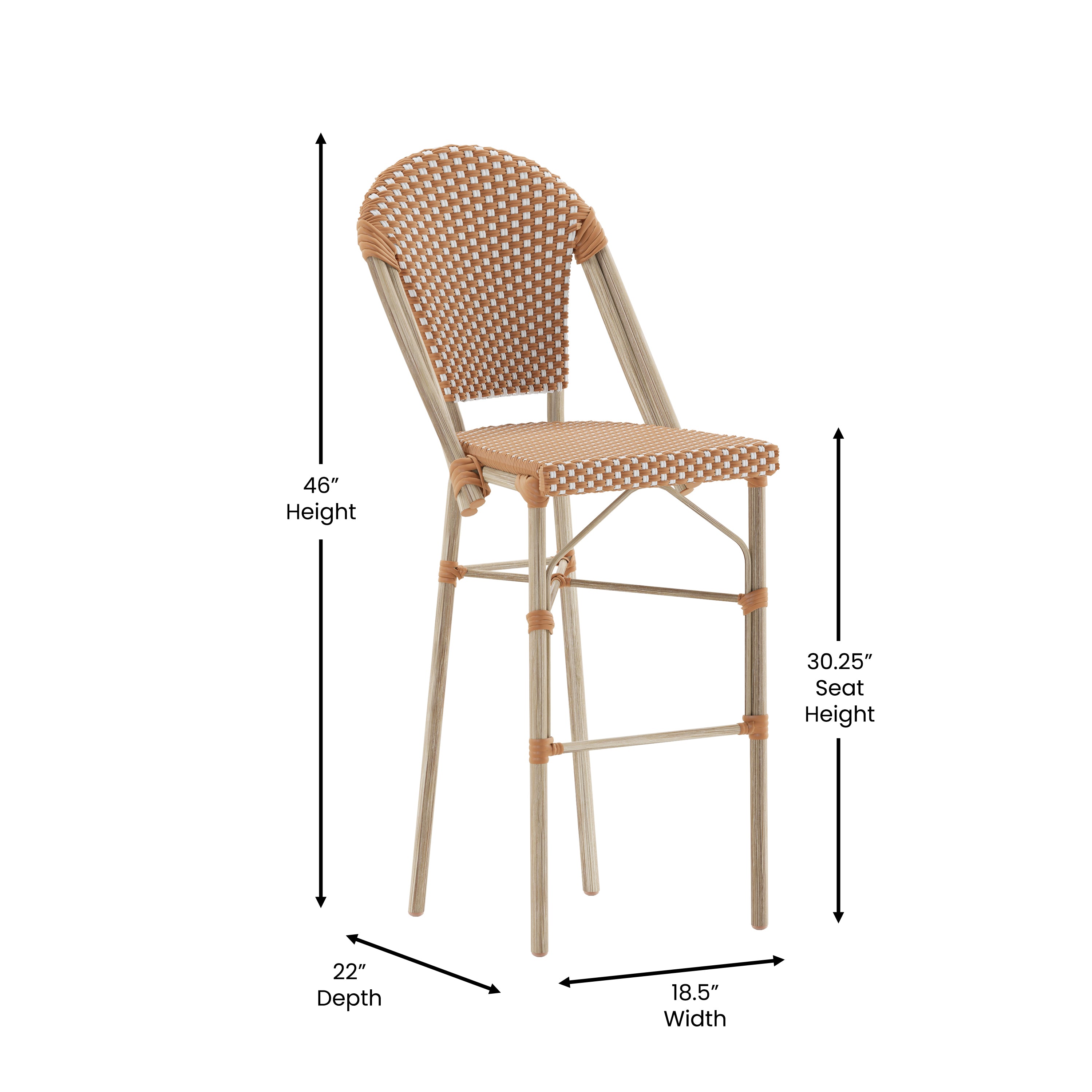Lourdes Stackable Indoor/Outdoor Bistro 30" High Bar Height Stool