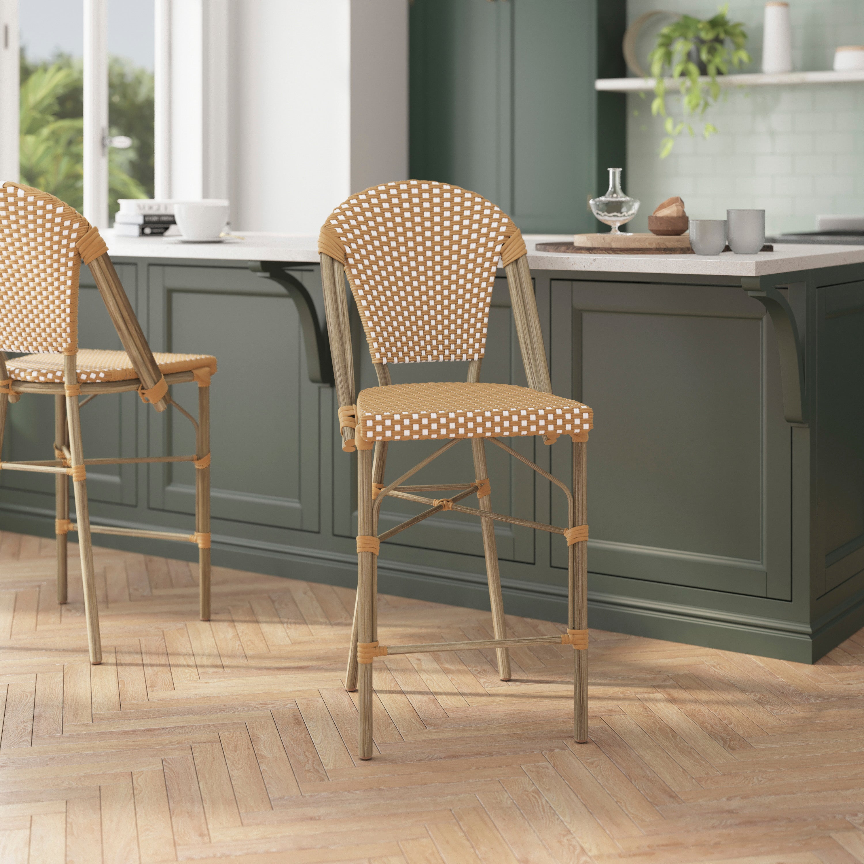 Lourdes Stackable Indoor/Outdoor Bistro 26" High Counter Height Stool