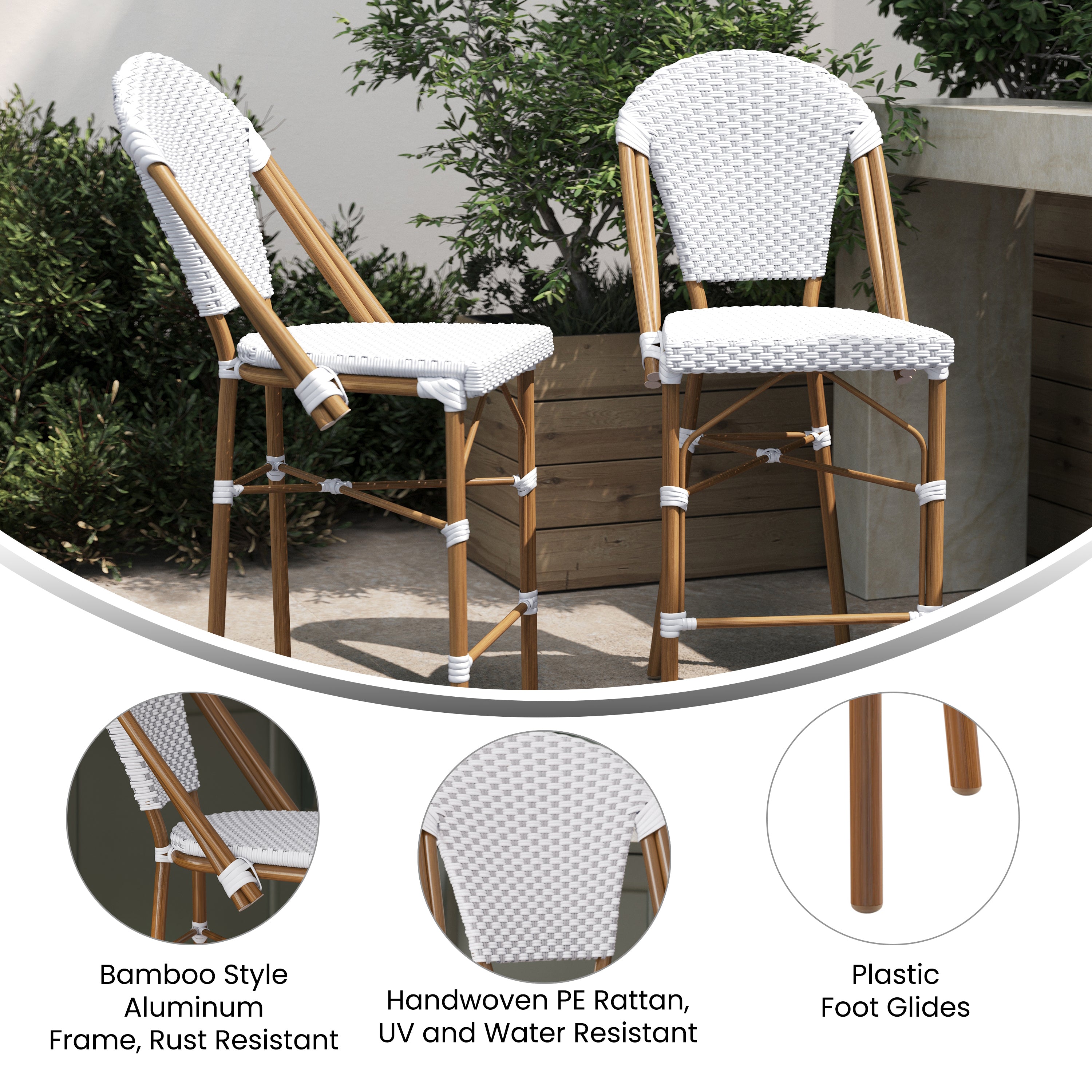 Lourdes Stackable Indoor/Outdoor Bistro 26" High Counter Height Stool