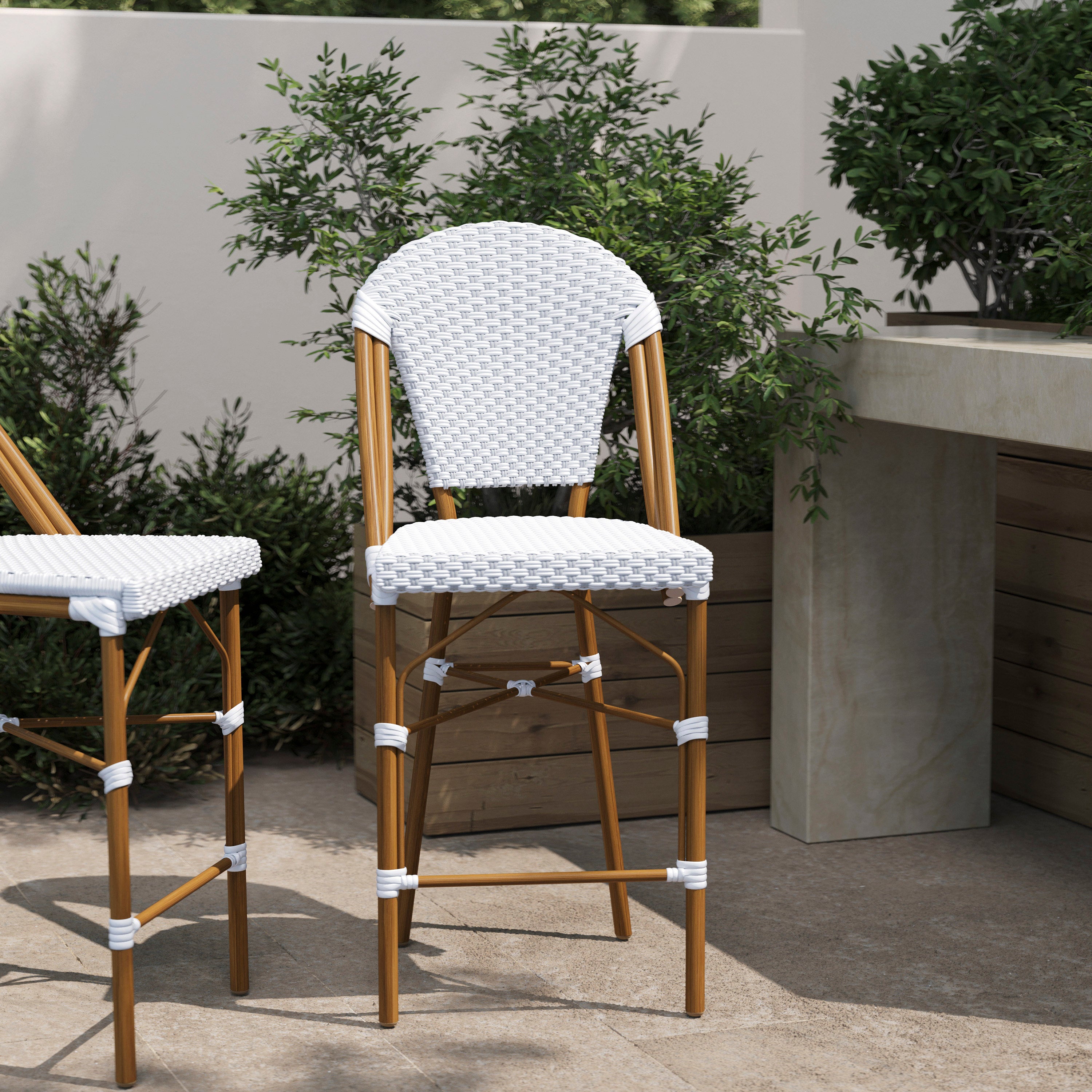 Lourdes Stackable Indoor/Outdoor Bistro 26" High Counter Height Stool