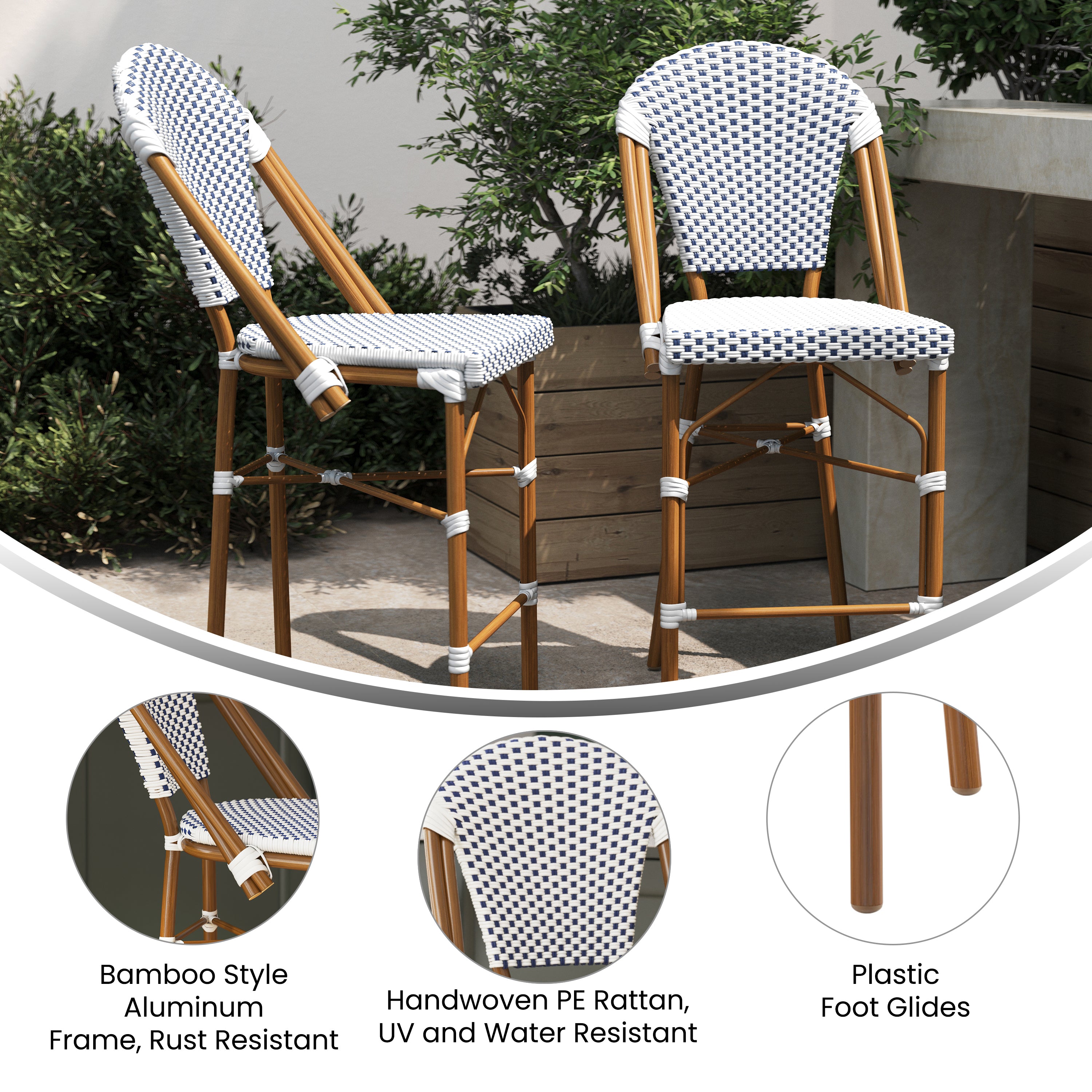 Lourdes Stackable Indoor/Outdoor Bistro 26" High Counter Height Stool