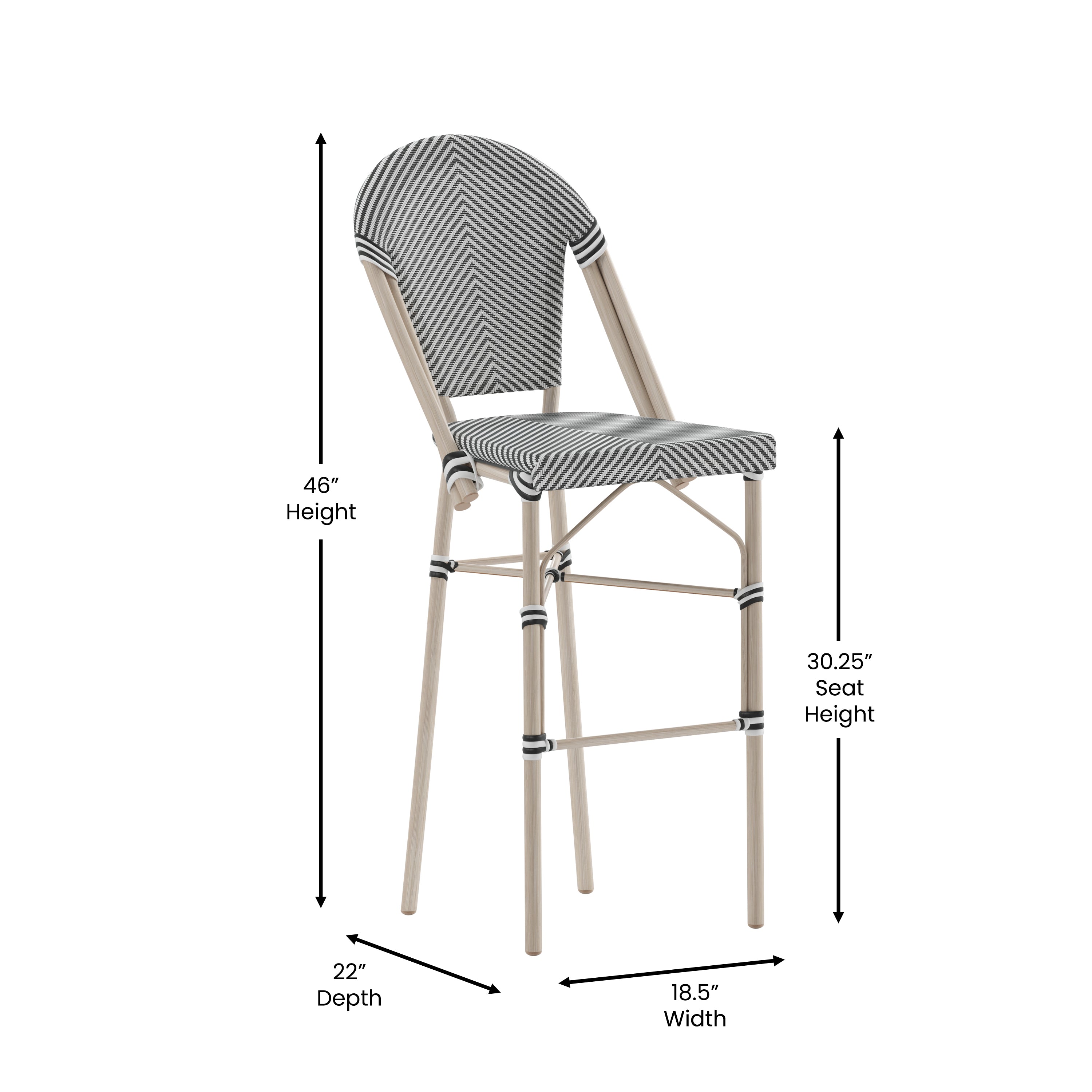 Marseille Stackable Indoor/Outdoor Bistro 30" High Barstool,