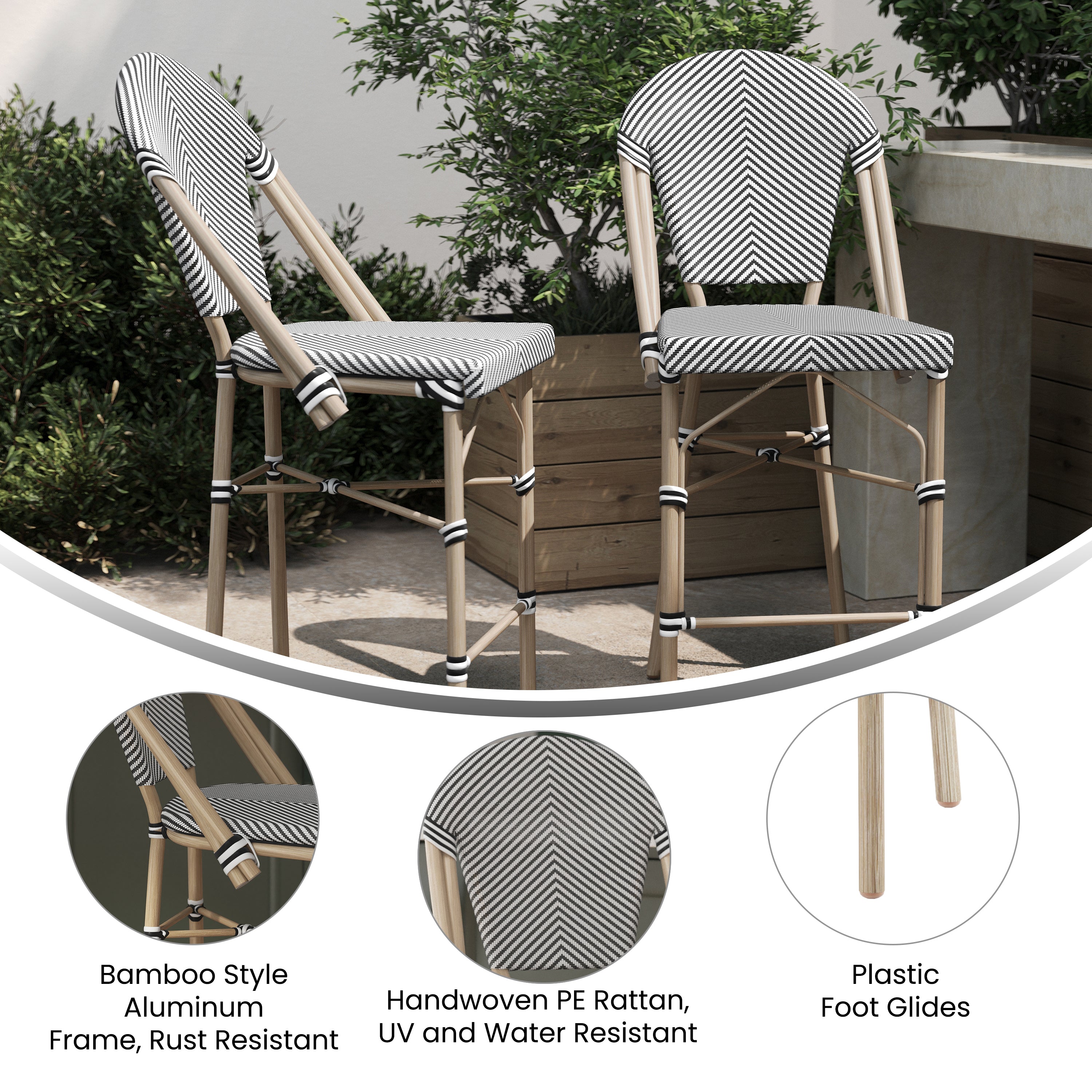 Marseille Stackable Indoor/Outdoor Bistro 26" High Counter Height Stool,