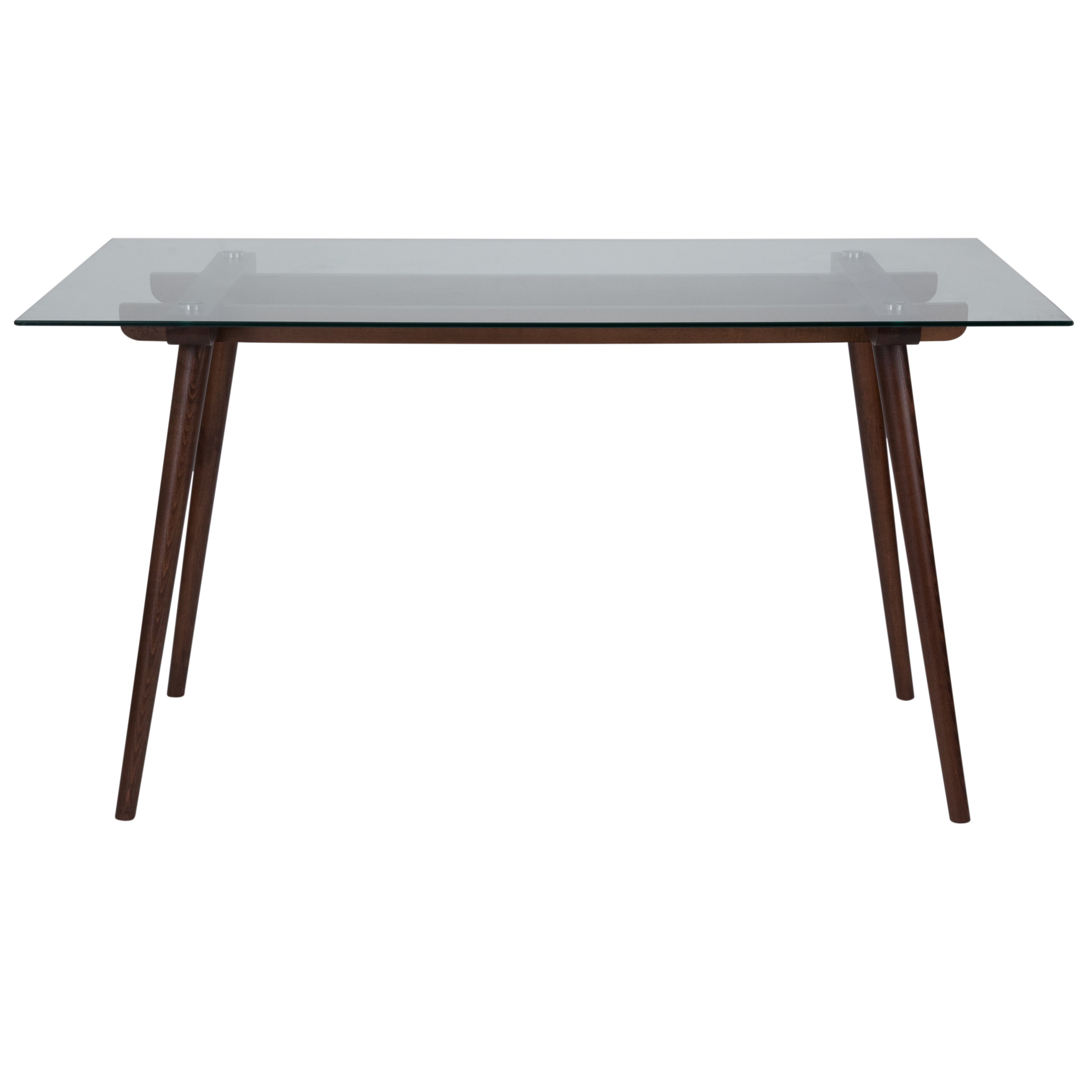 Meriden 31.5'' x 55'' Solid Wood Table with Clear Glass Top