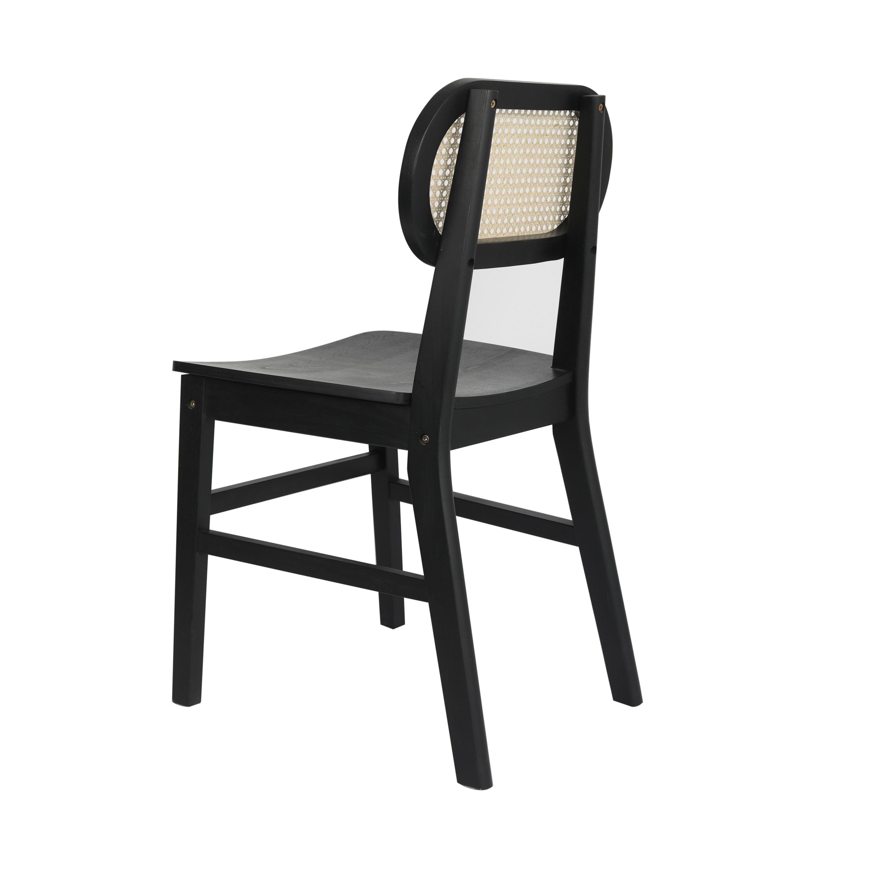 Jacob Set of 2 Commercial Cane Rattan Dining and Event Chairs with Solid Wood Frame and Seat