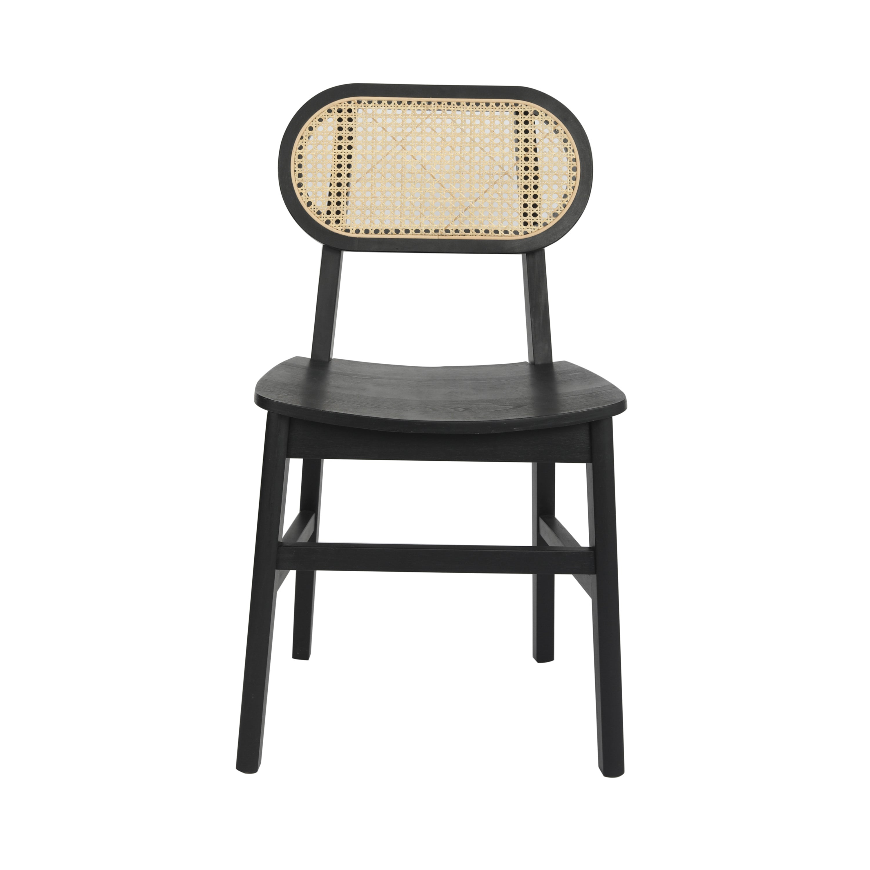 Jacob Set of 2 Commercial Cane Rattan Dining and Event Chairs with Solid Wood Frame and Seat
