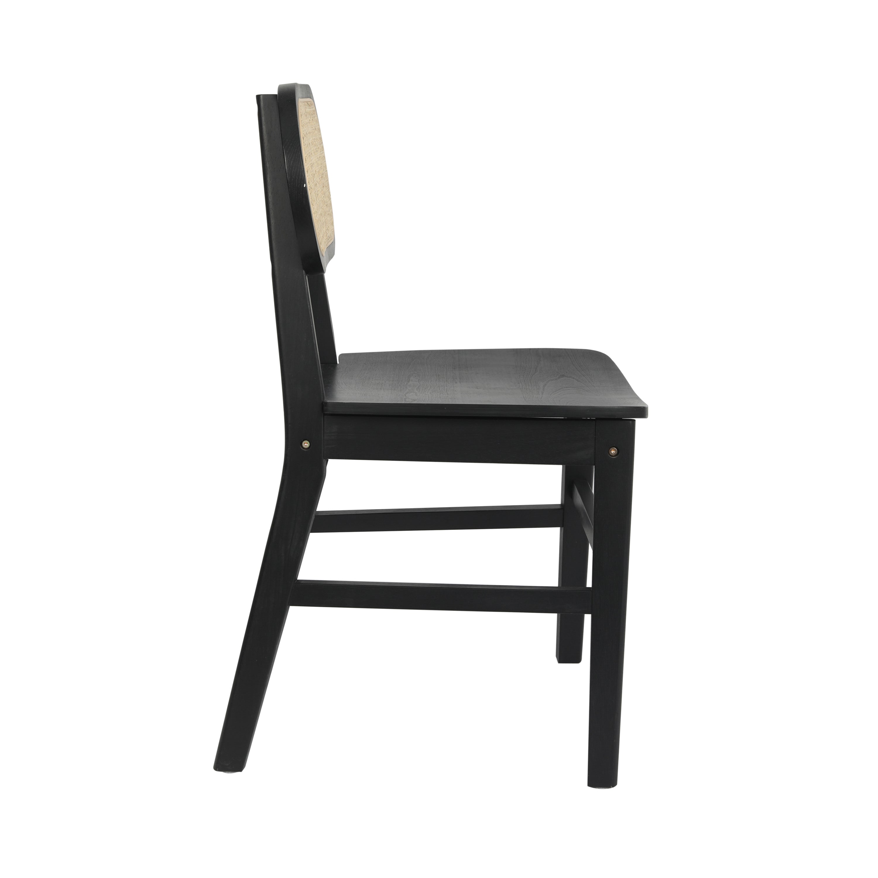 Jacob Set of 2 Commercial Cane Rattan Dining and Event Chairs with Solid Wood Frame and Seat