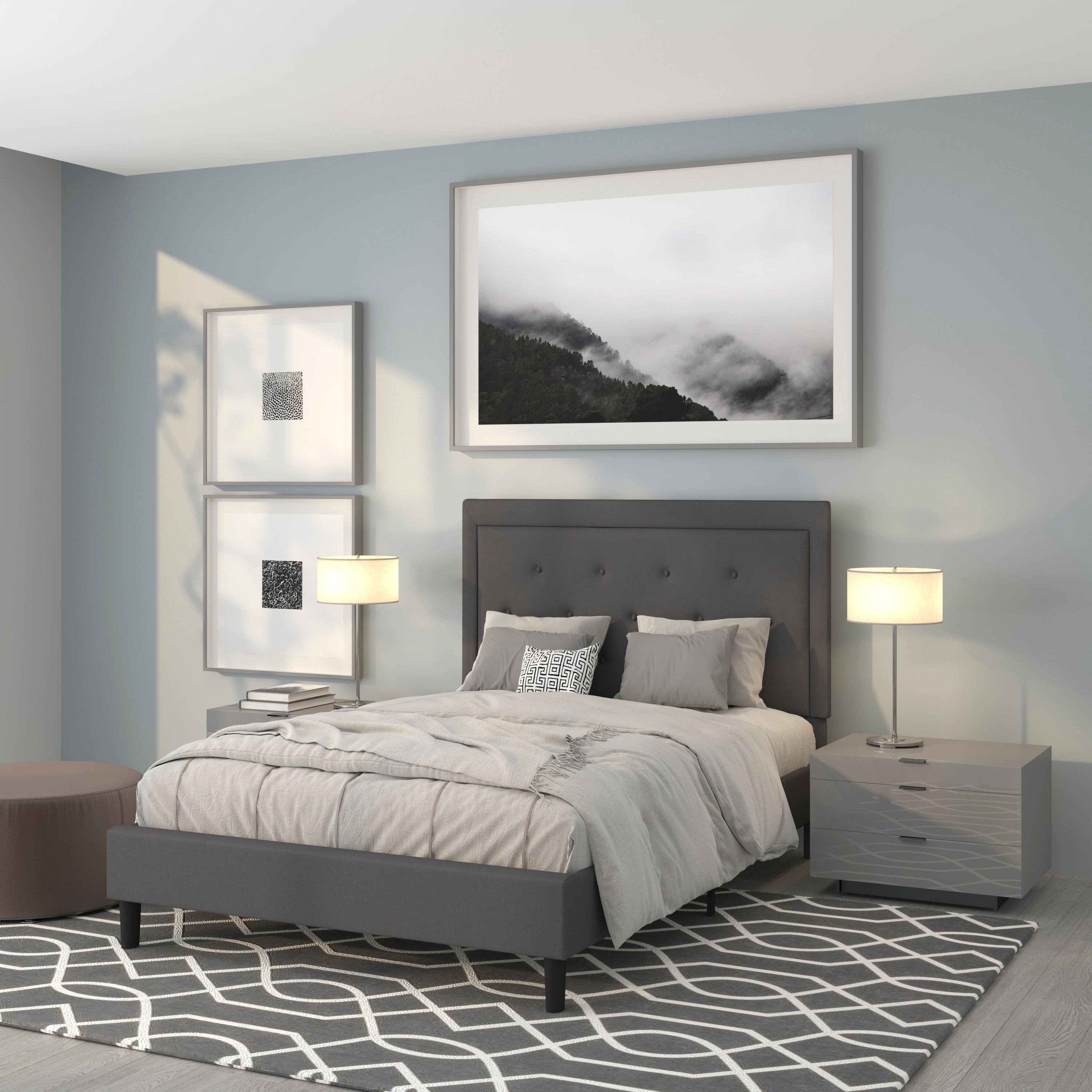 Roxbury Panel Tufted Upholstered Platform Bed