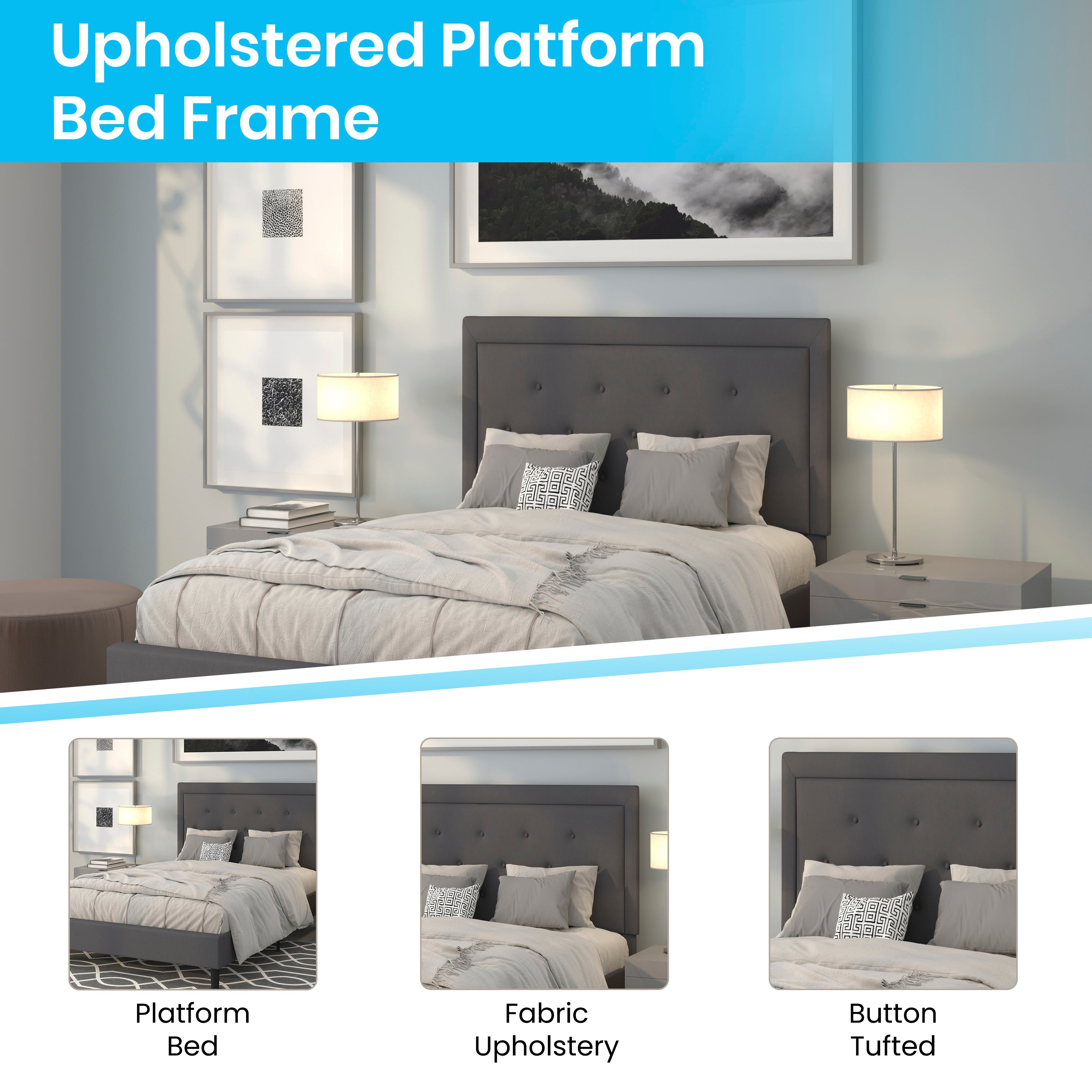 Roxbury Panel Tufted Upholstered Platform Bed
