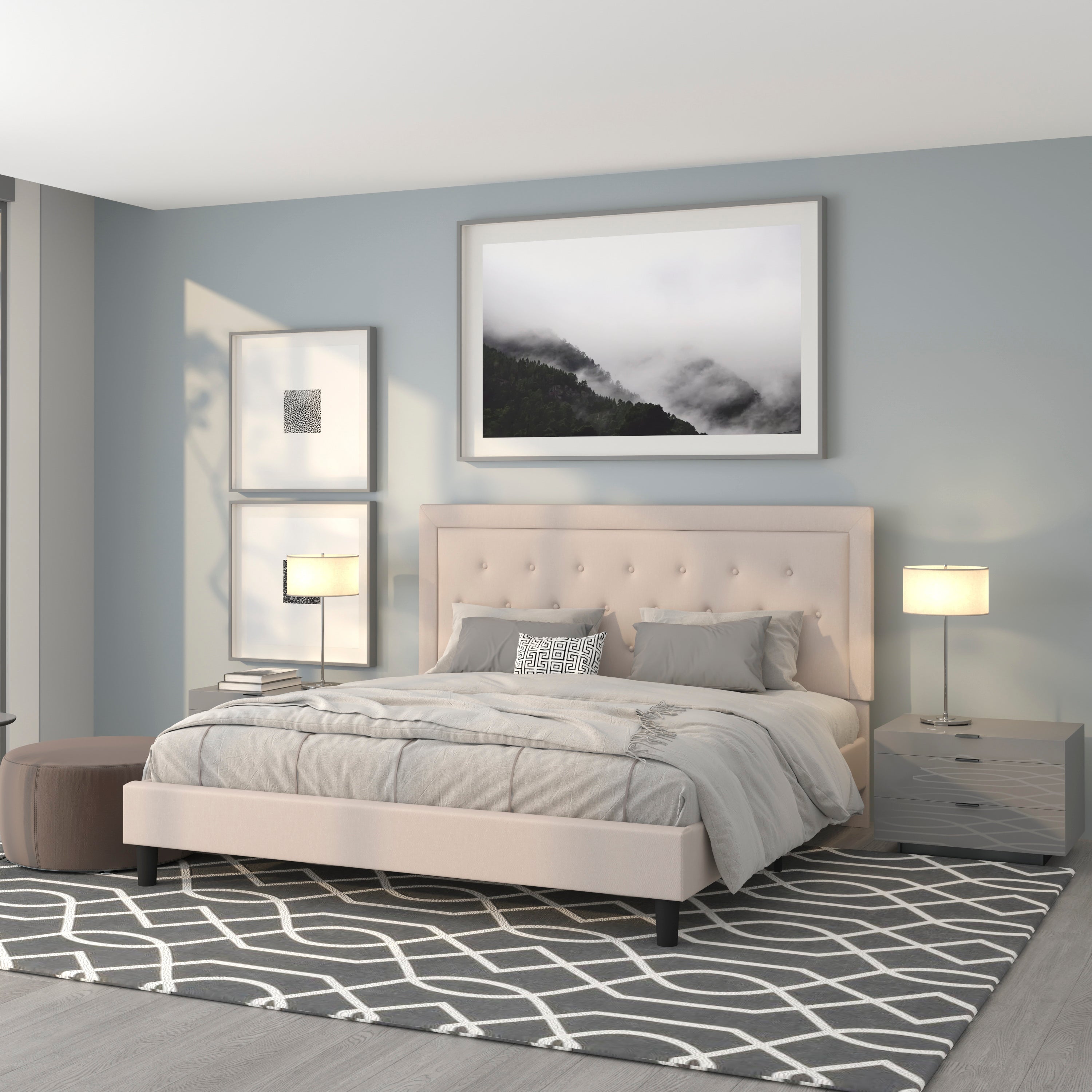 Roxbury Panel Tufted Upholstered Platform Bed