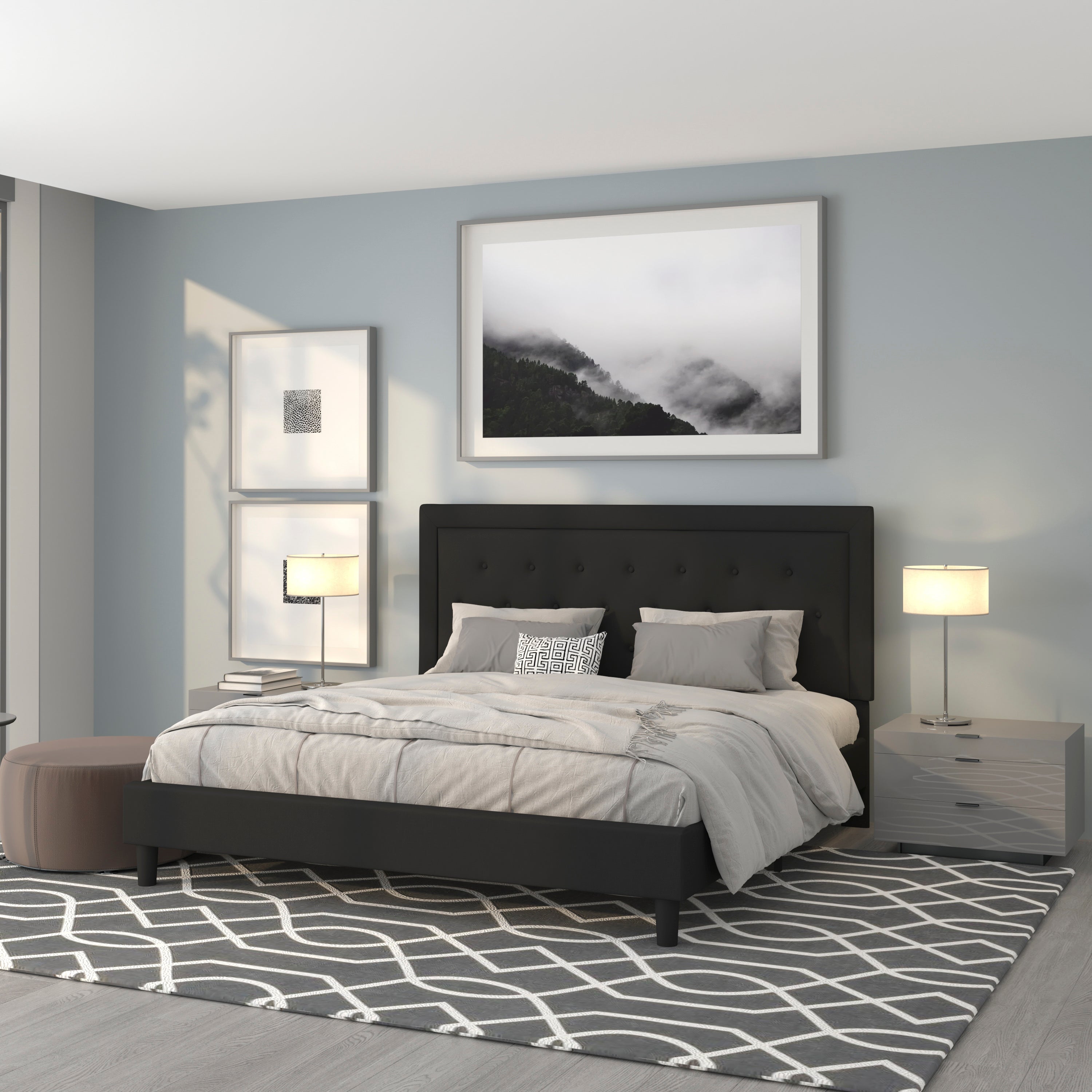 Roxbury Panel Tufted Upholstered Platform Bed