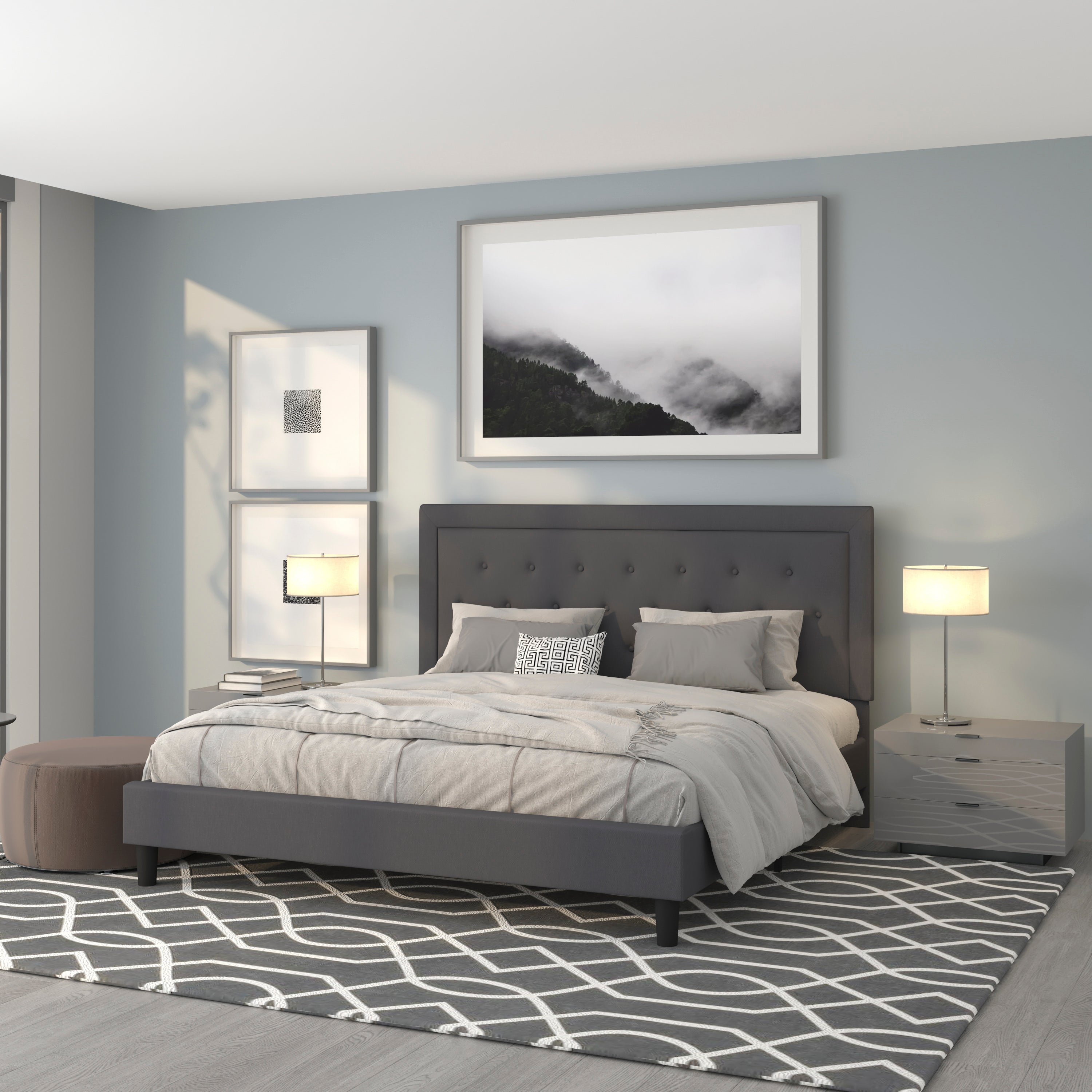 Roxbury Panel Tufted Upholstered Platform Bed