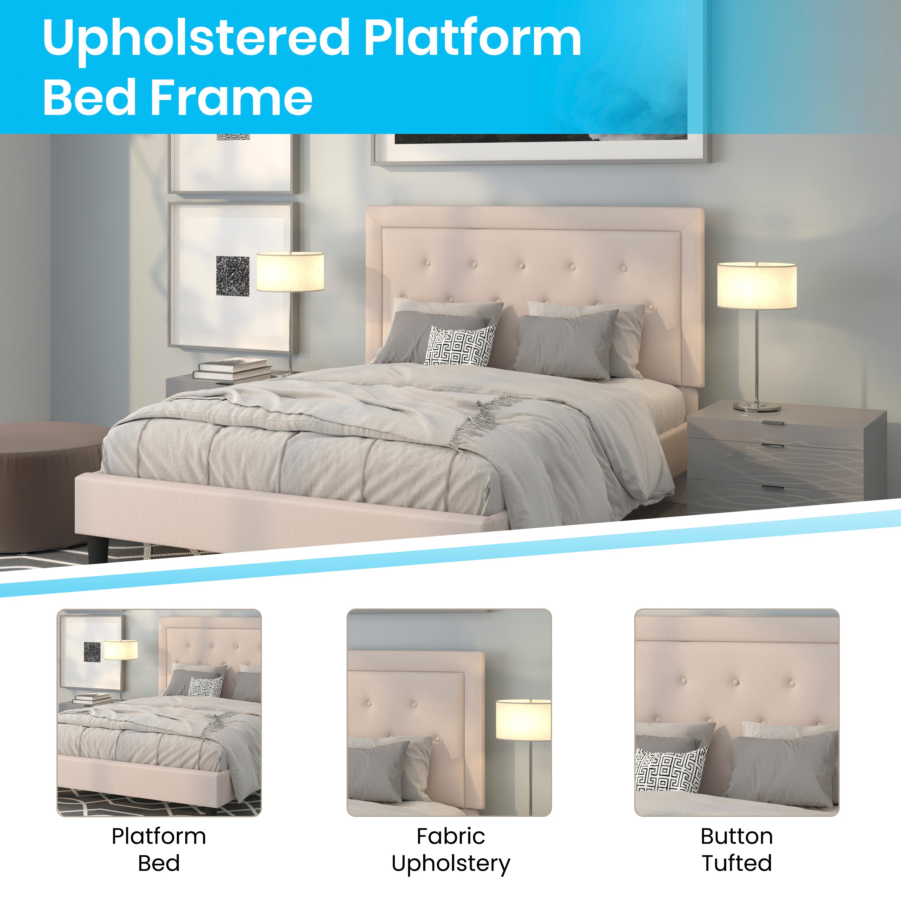 Roxbury Panel Tufted Upholstered Platform Bed