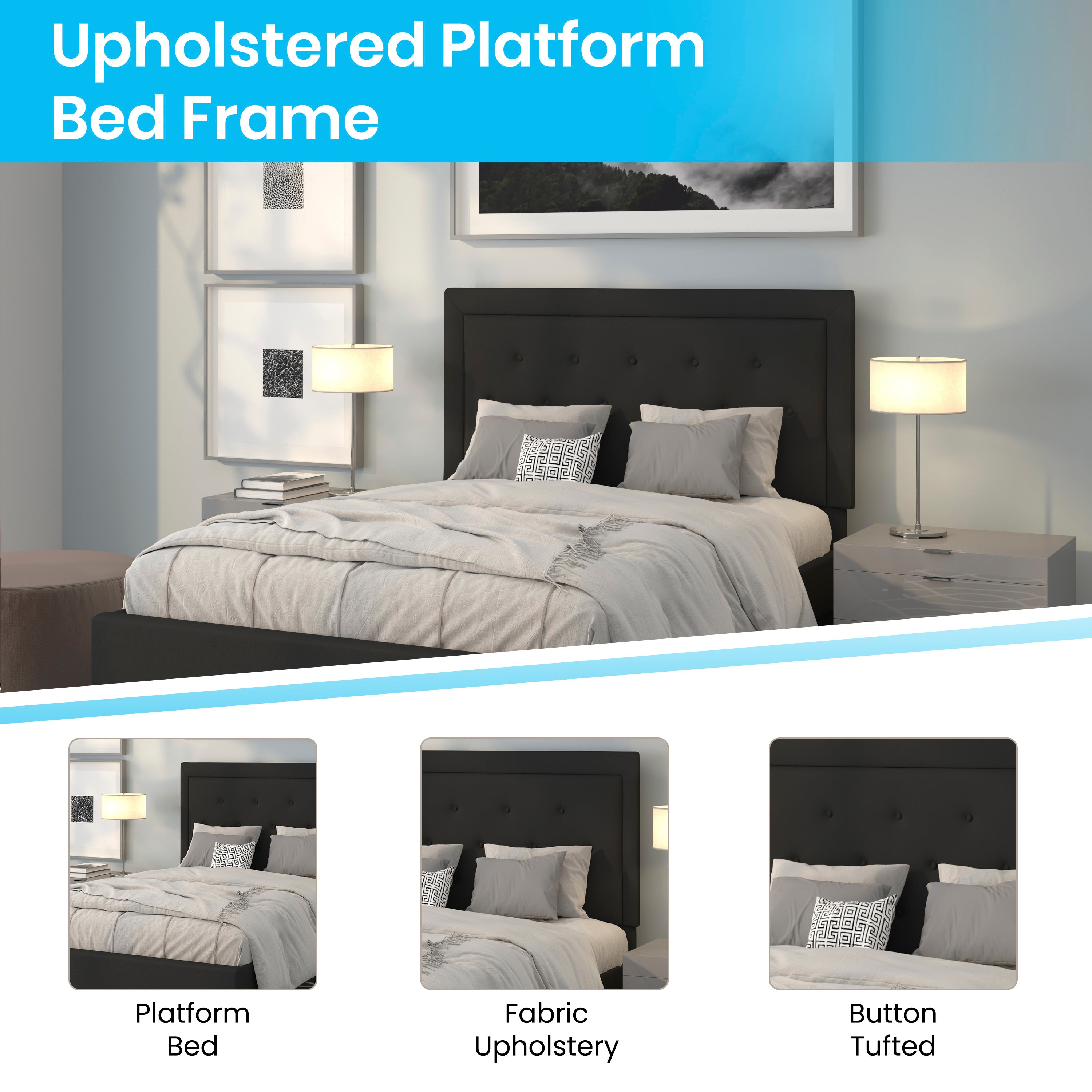 Roxbury Panel Tufted Upholstered Platform Bed