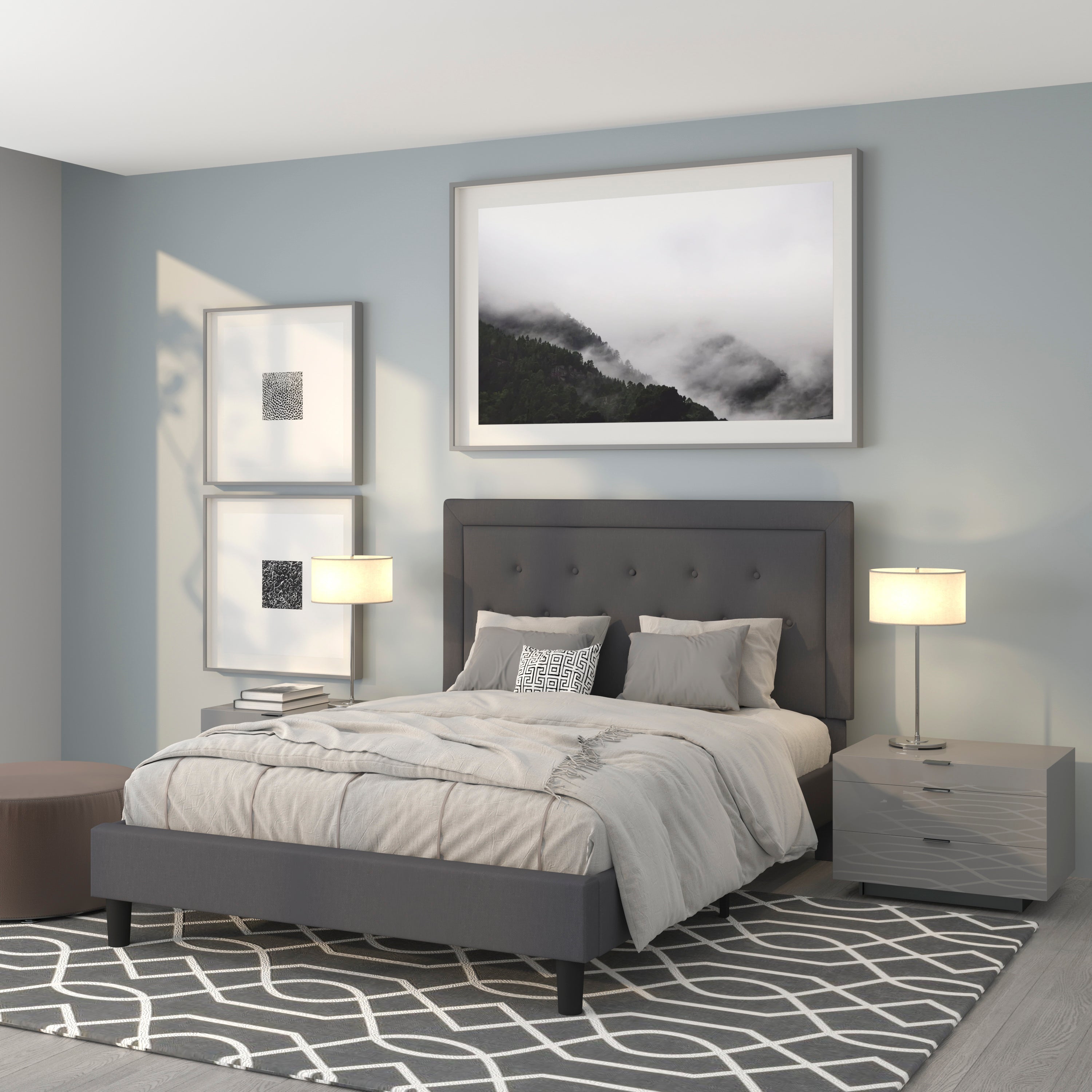 Roxbury Panel Tufted Upholstered Platform Bed