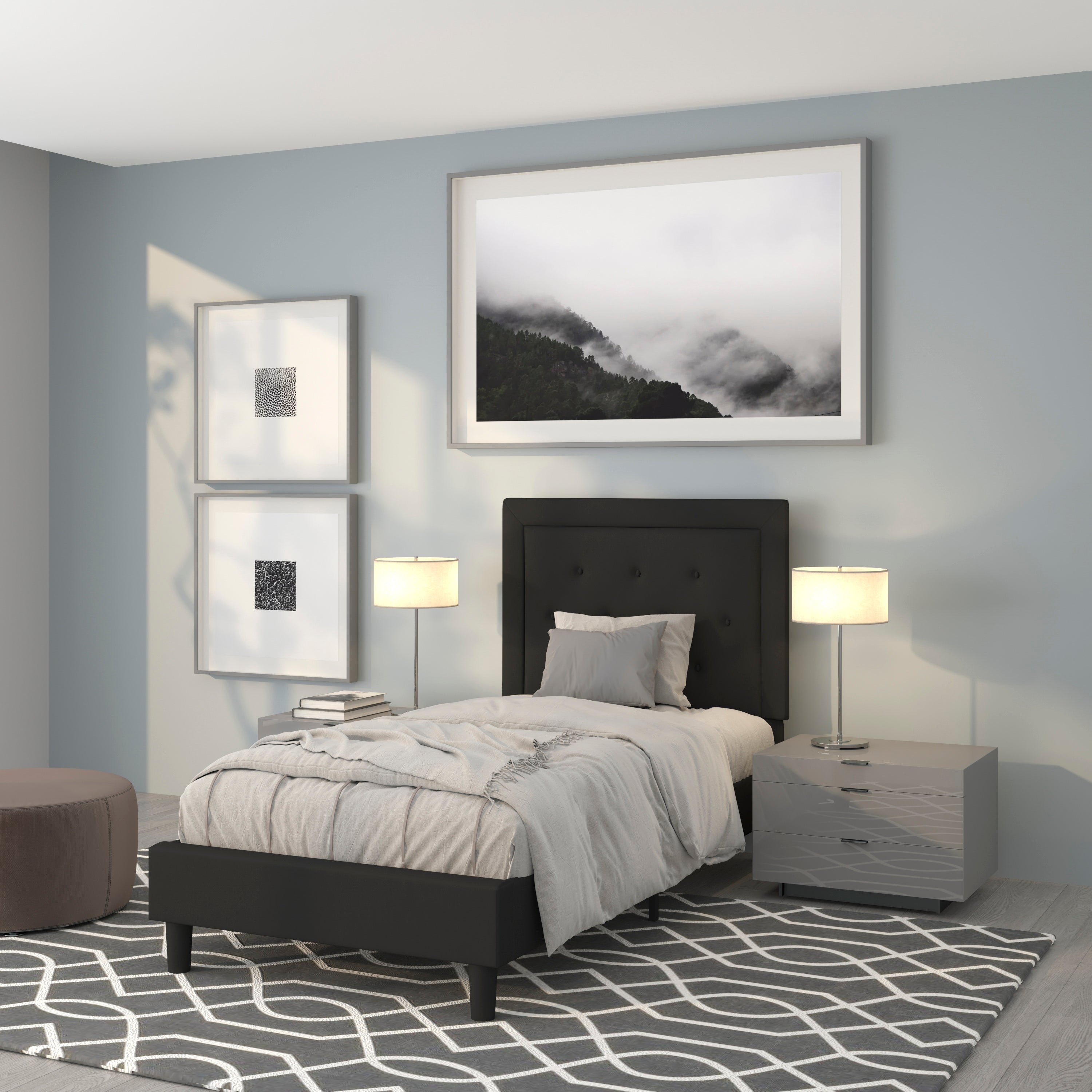 Roxbury Panel Tufted Upholstered Platform Bed