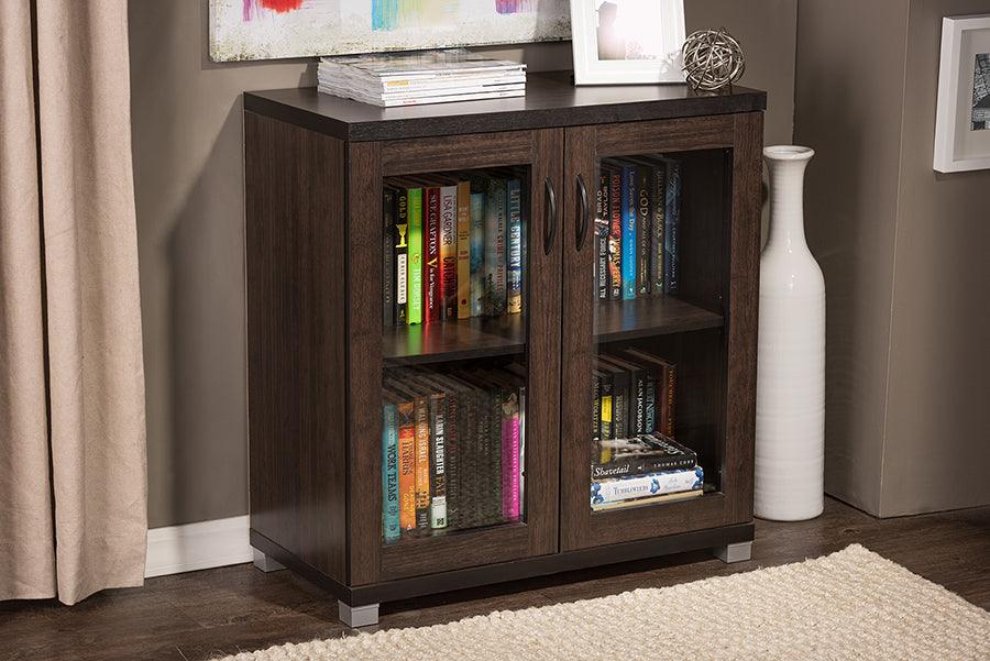Zentra Modern and Contemporary Sideboard Storage Cabinet with Glass Doors
