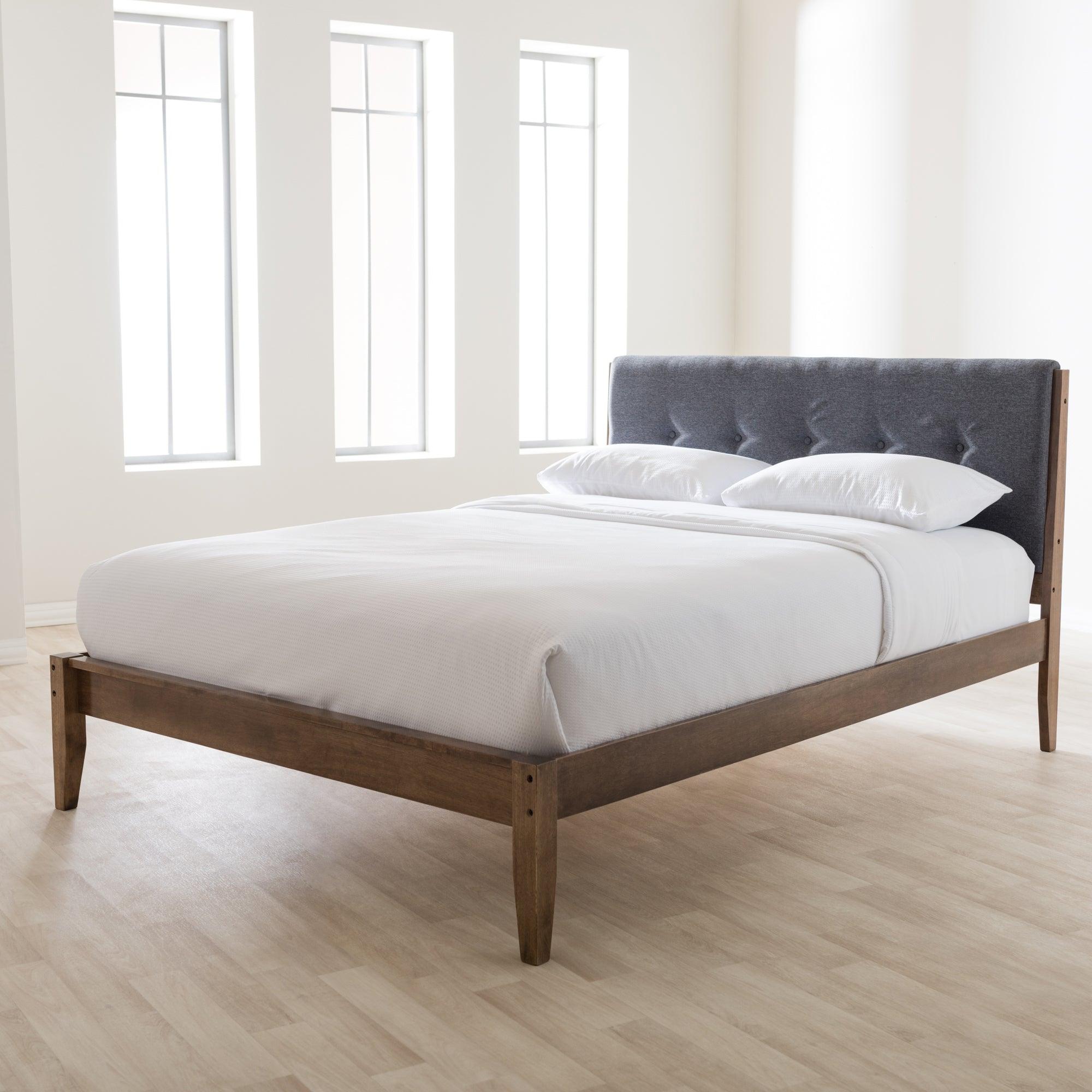 Leyton Mid-Century Modern Fabric Upholstered Platform Bed