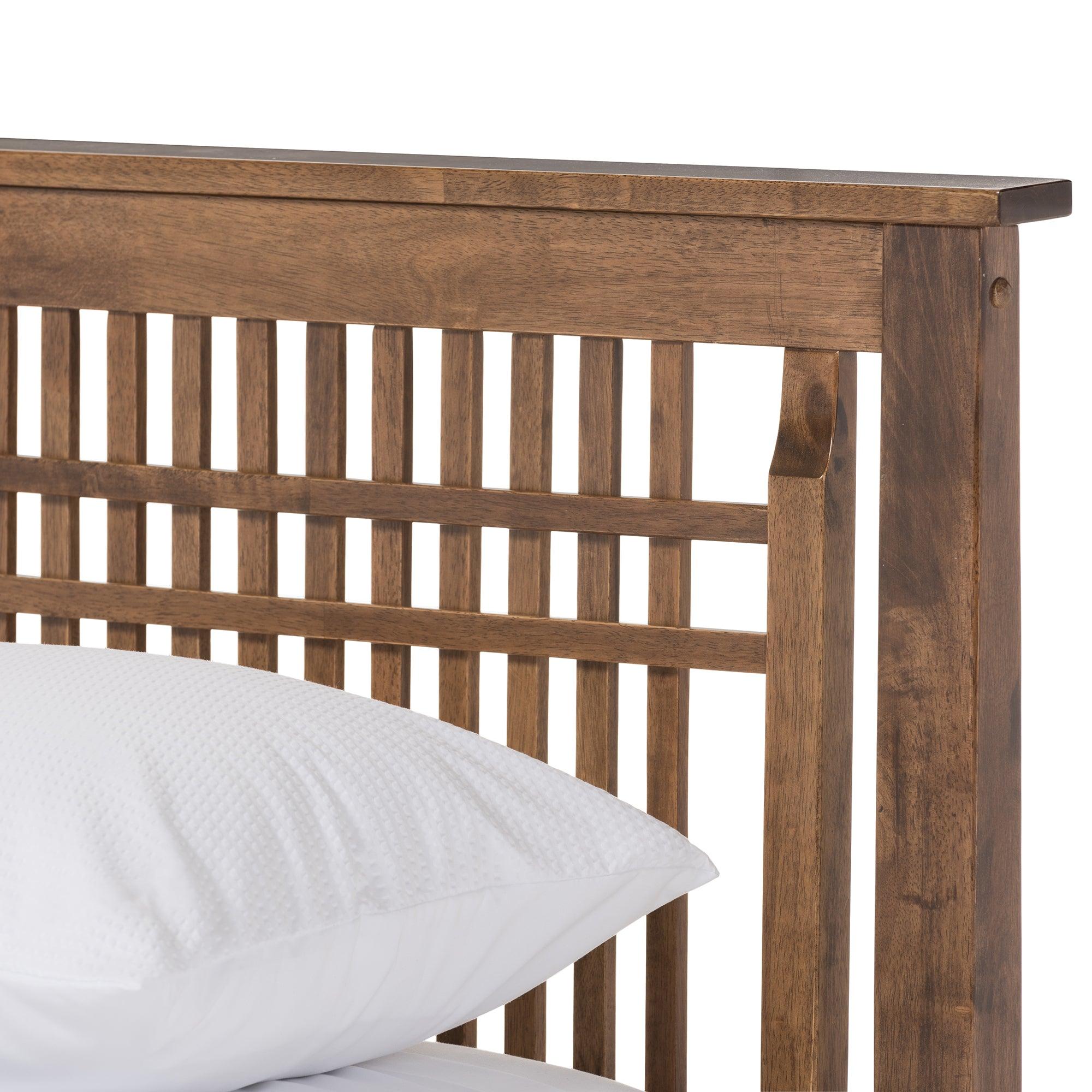 Loafey Mid-Century Modern Solid Wood Window-Pane Style Platform Bed