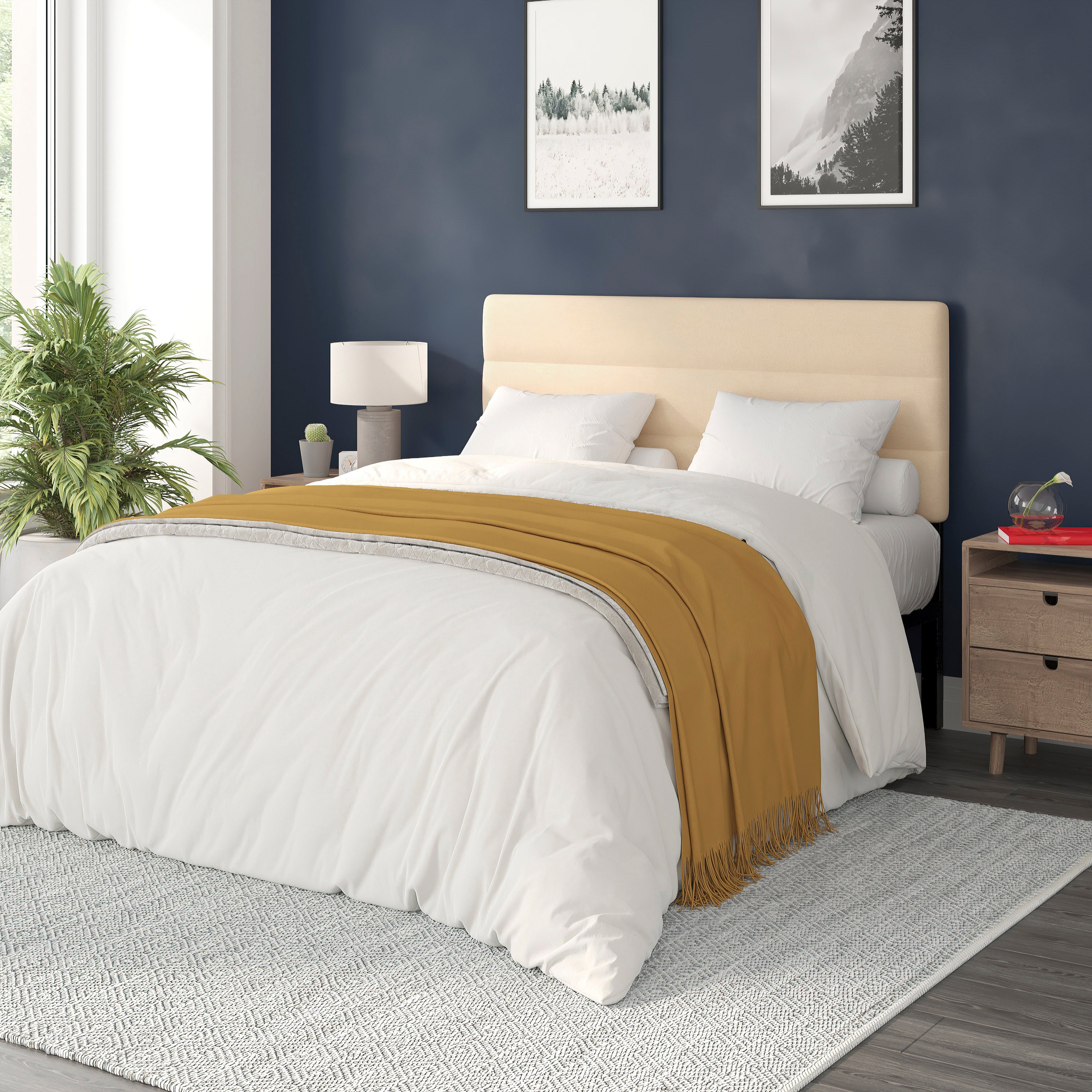 Paxton Channel Stitched Upholstered Headboard, Adjustable Height from 44.5" to 57.25"