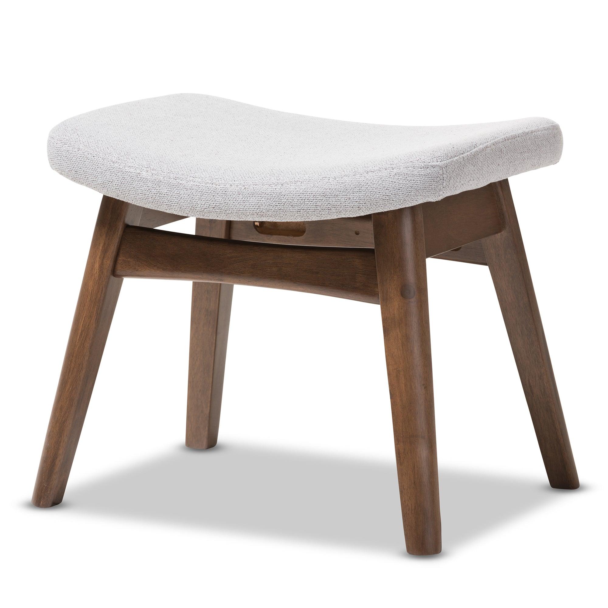 Vera Mid-Century Modern Light Fabric Upholstered Ottoman