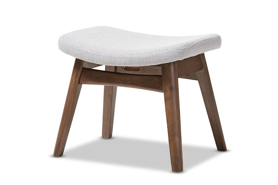 Vera Mid-Century Modern Light Fabric Upholstered Ottoman