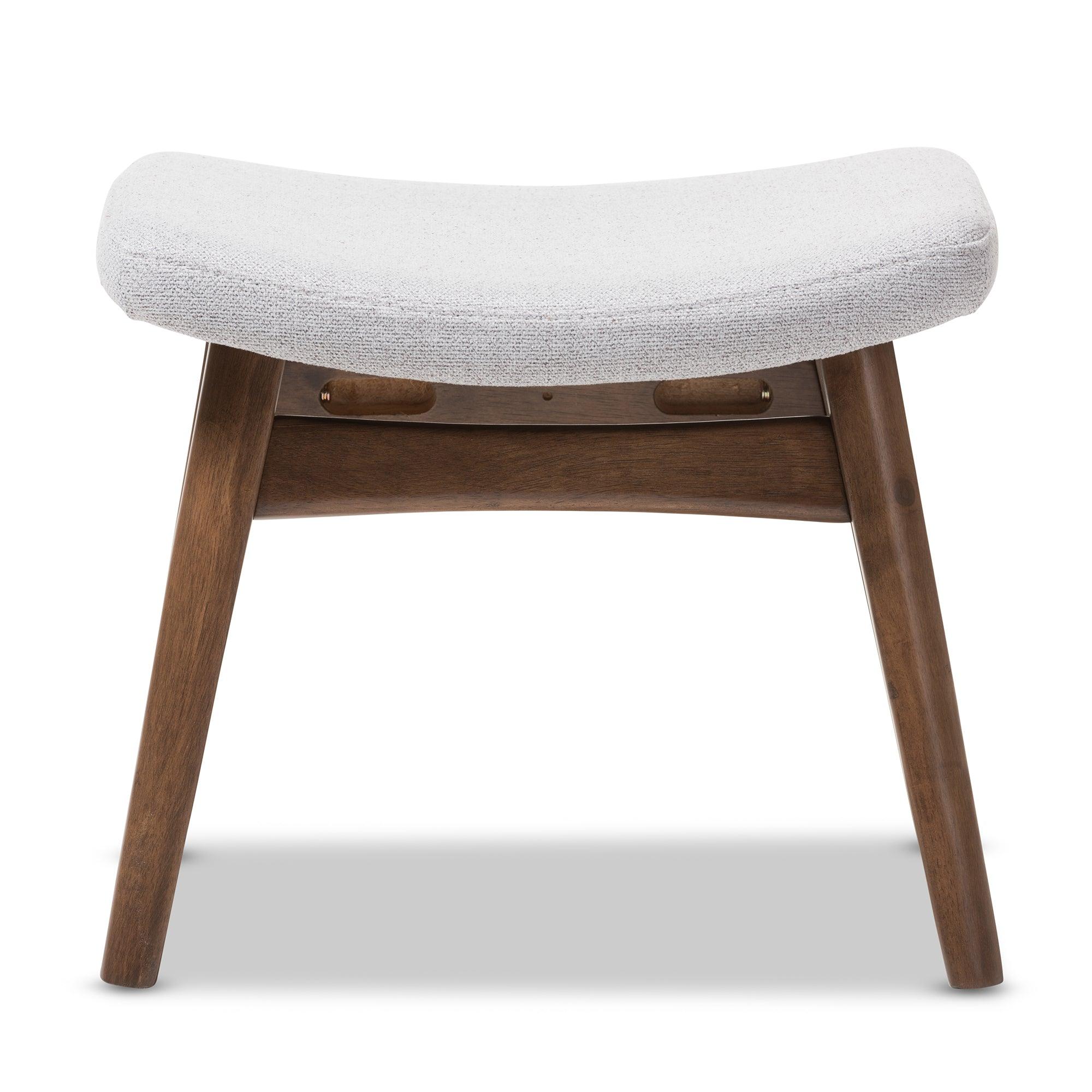 Vera Mid-Century Modern Light Fabric Upholstered Ottoman