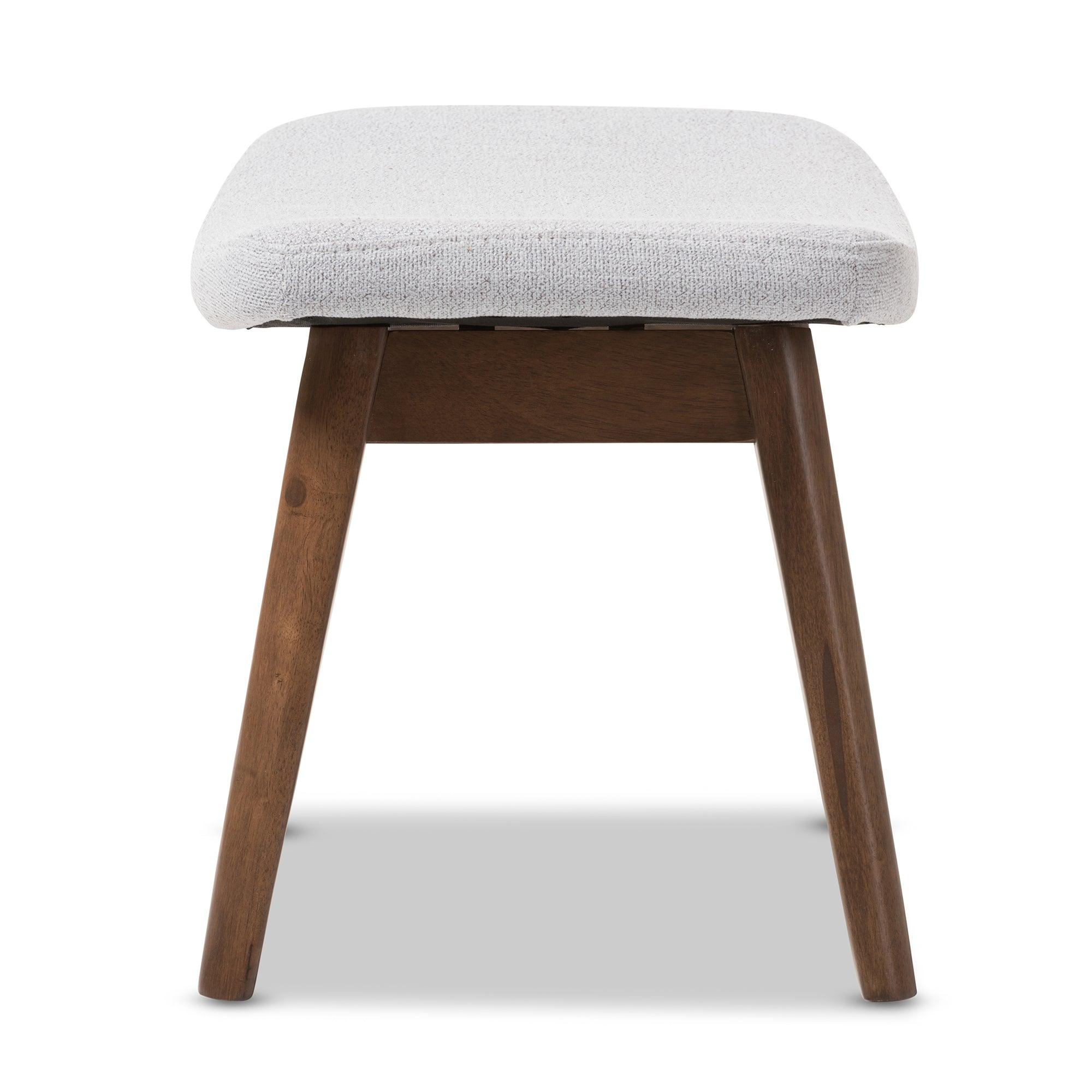 Vera Mid-Century Modern Light Fabric Upholstered Ottoman