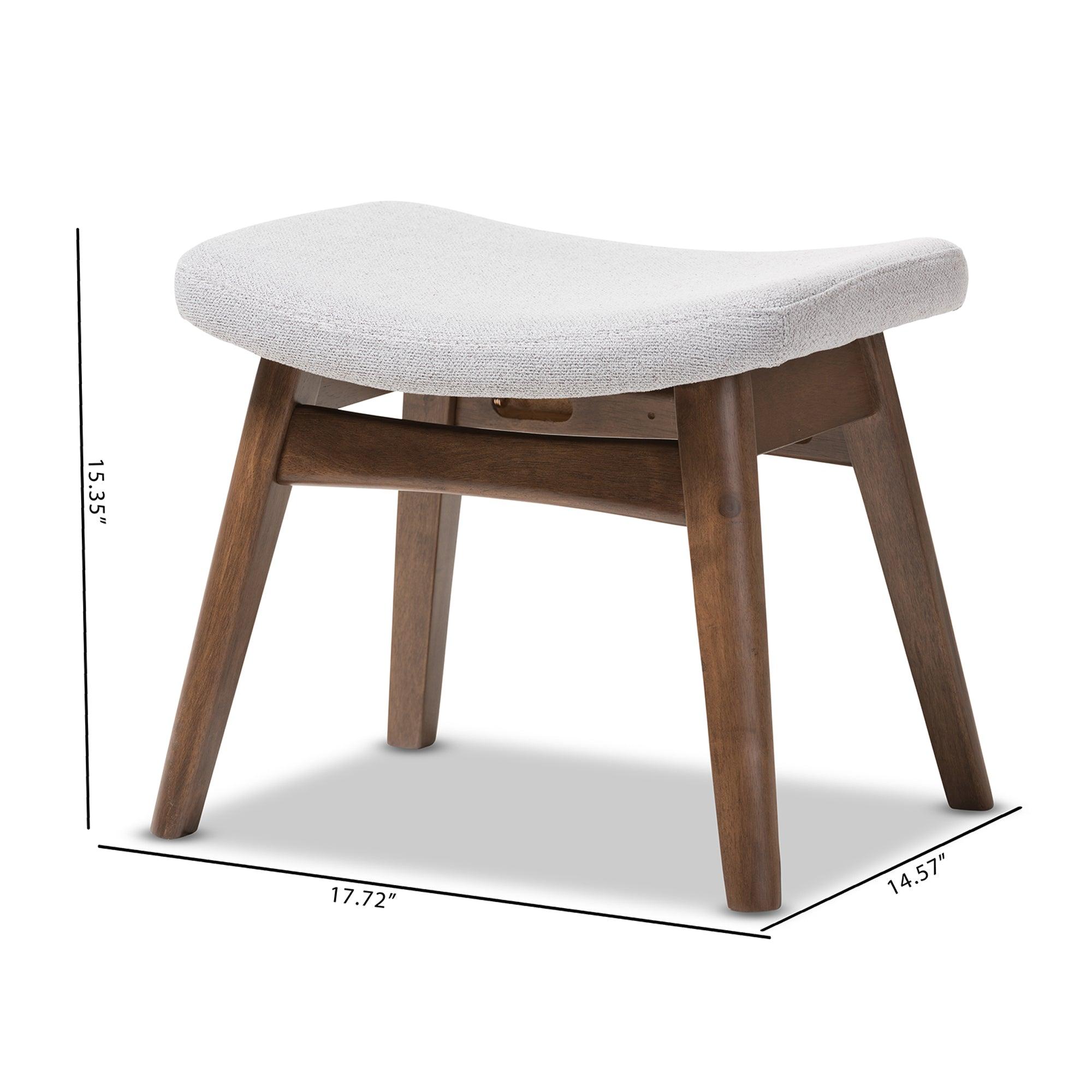 Vera Mid-Century Modern Light Fabric Upholstered Ottoman