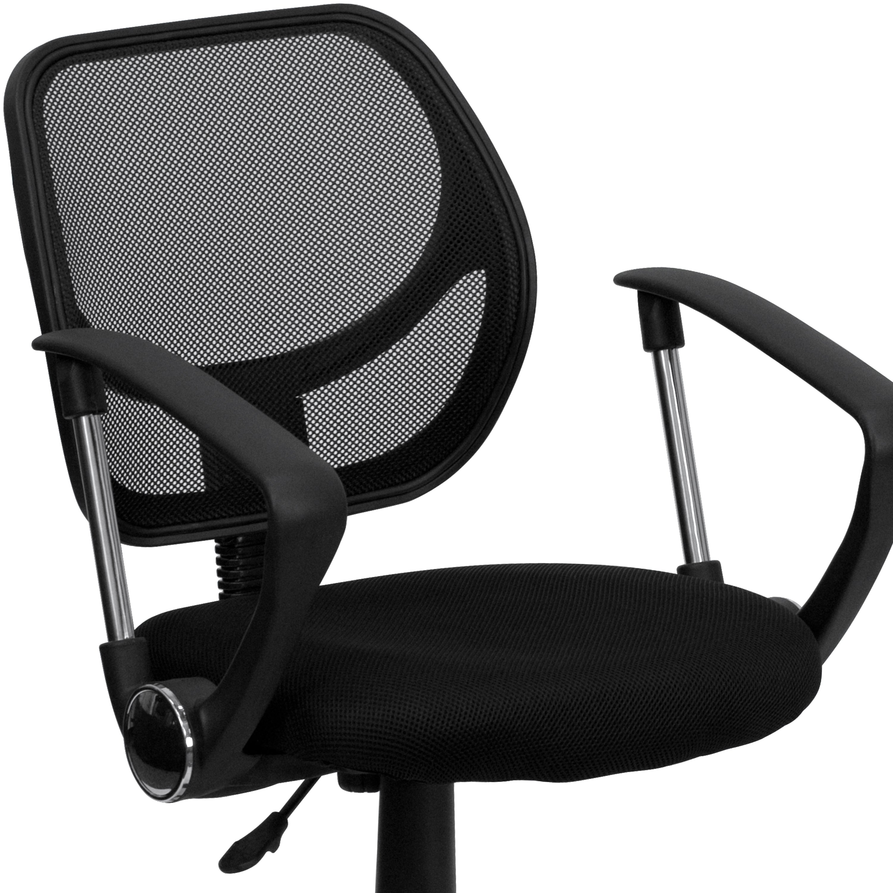 Low Back Mesh Swivel Task Office Chair with Curved Square Back and Arms