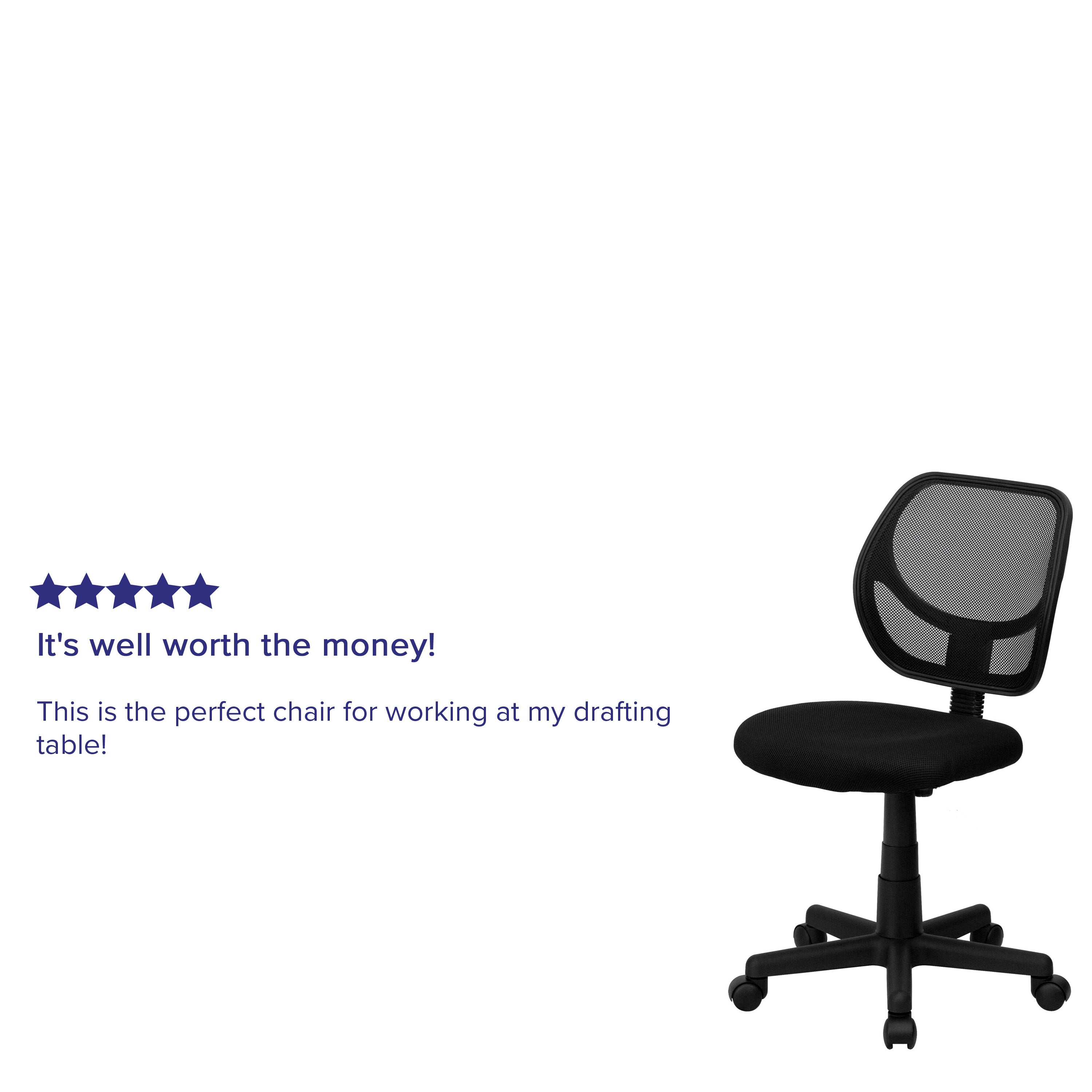 Low Back Mesh Swivel Task Office Chair with Curved Square Back