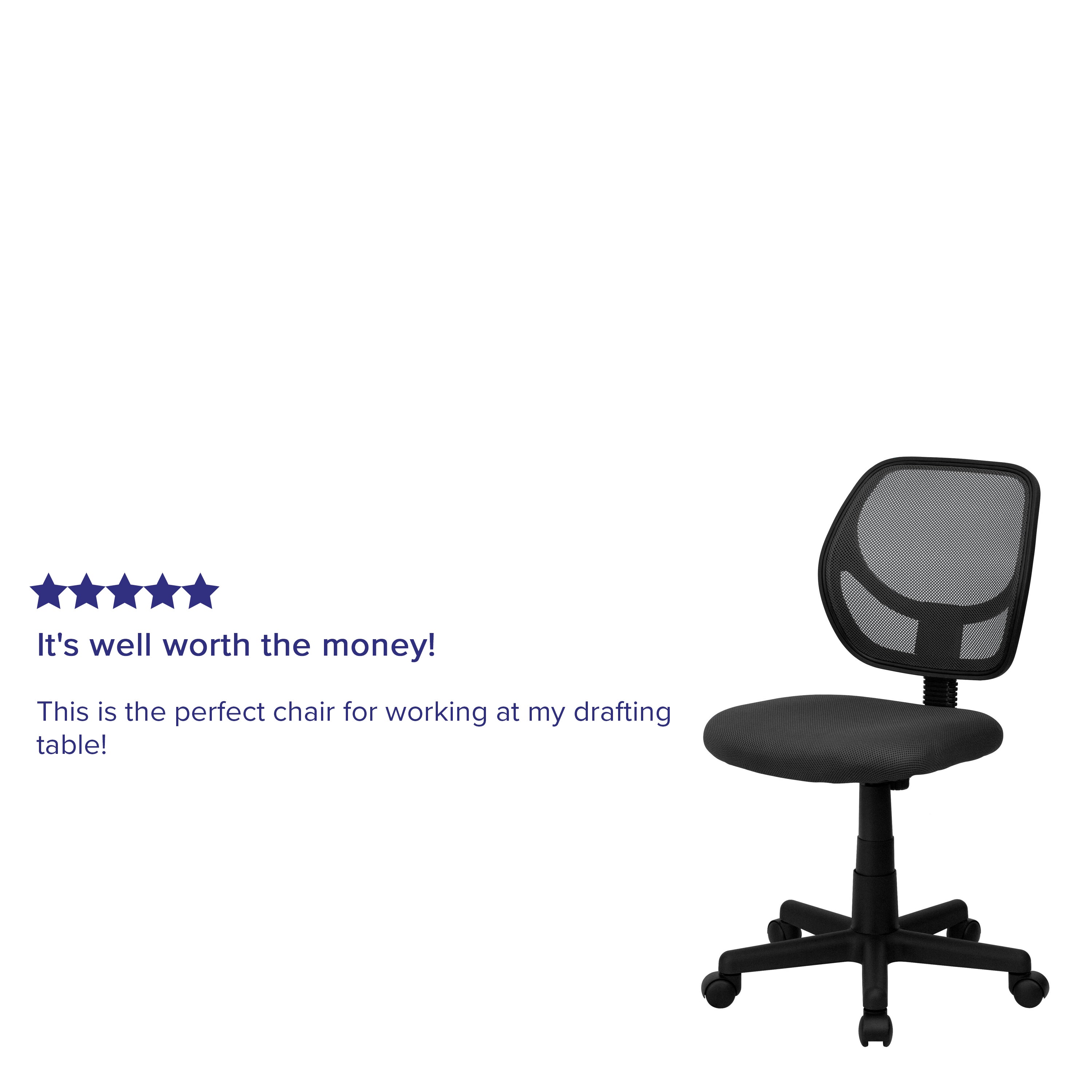 Low Back Mesh Swivel Task Office Chair with Curved Square Back