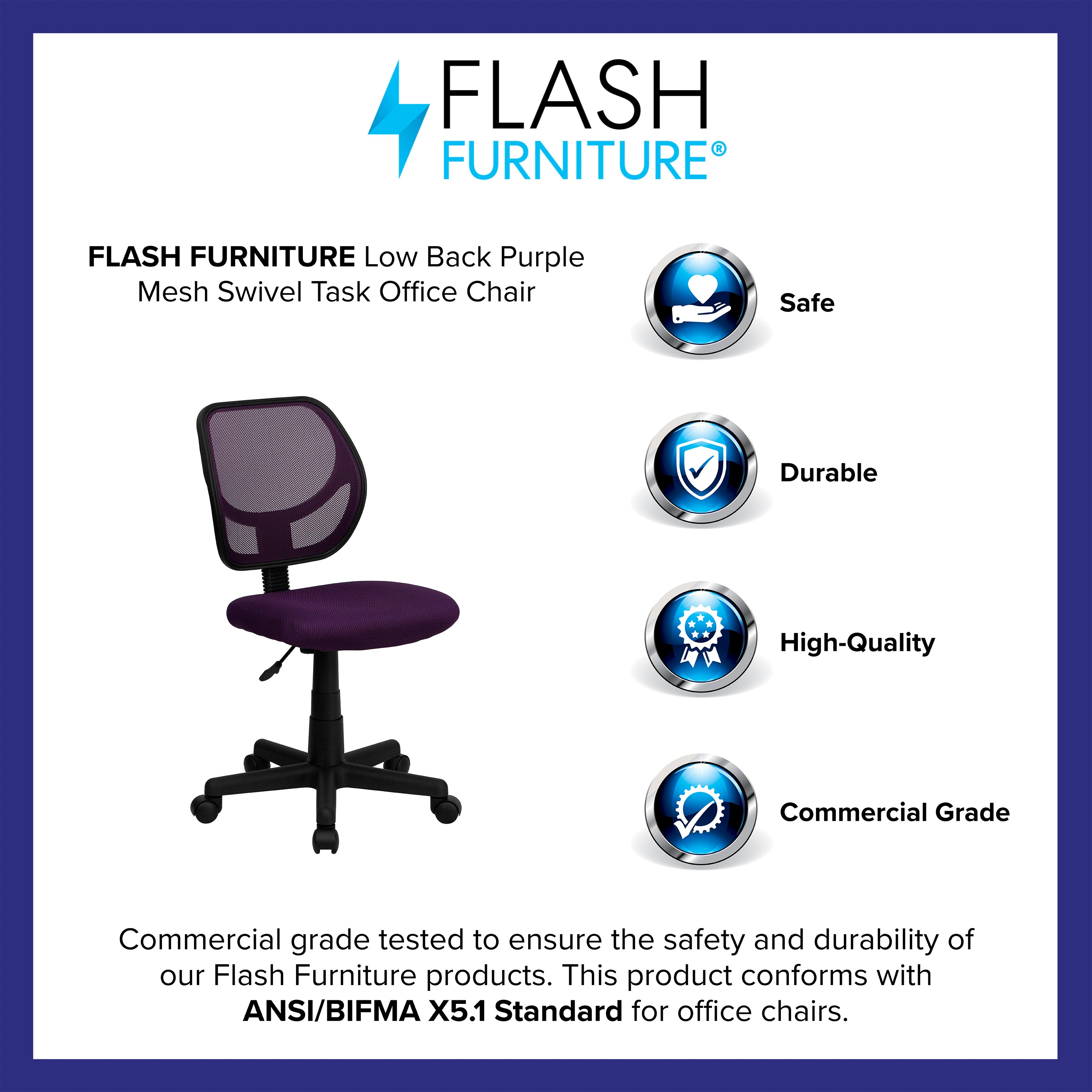 Low Back Mesh Swivel Task Office Chair with Curved Square Back