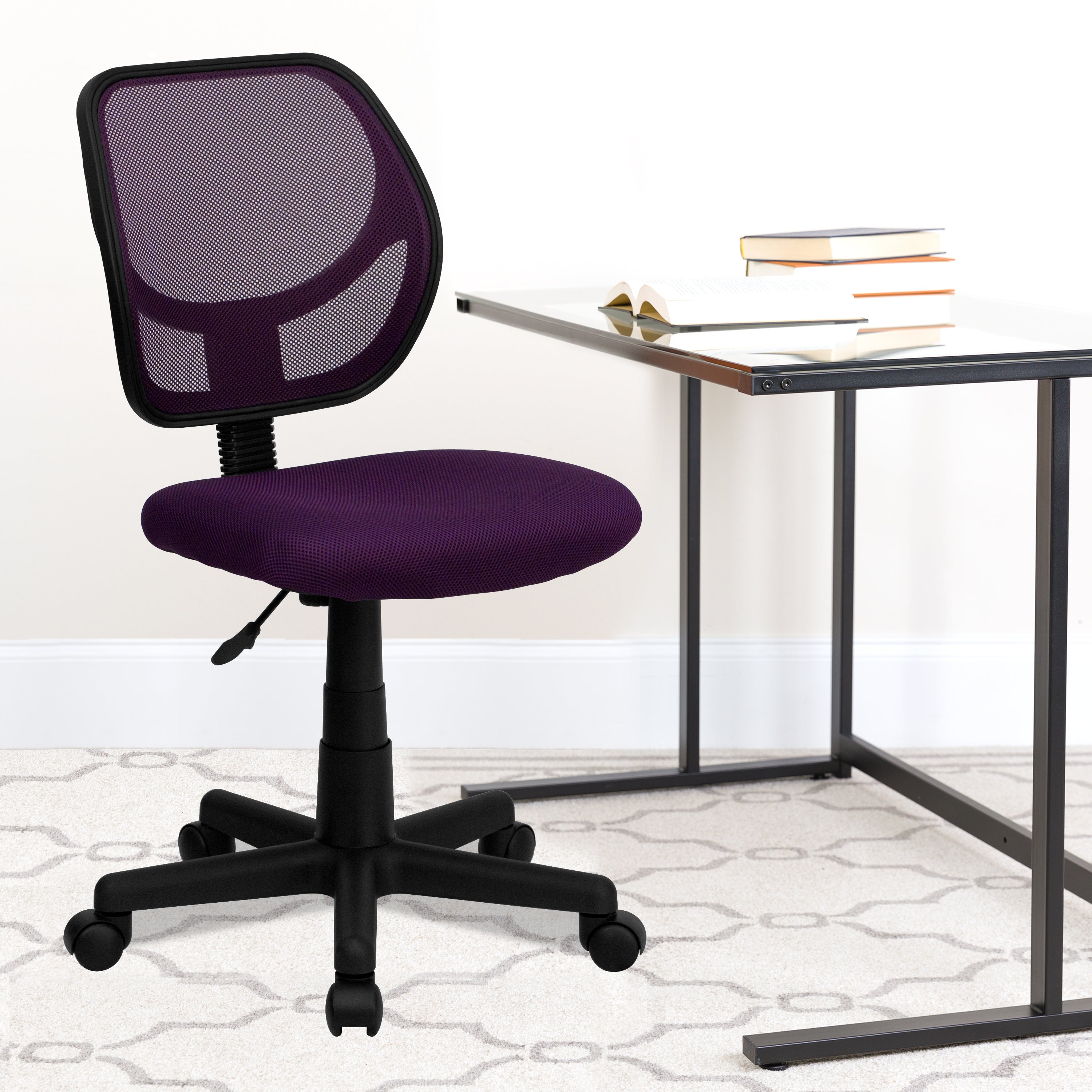 Low Back Mesh Swivel Task Office Chair with Curved Square Back